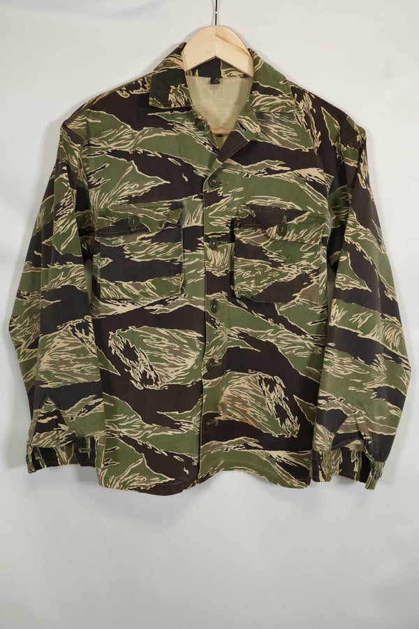 1960年代中頃 沖縄タイガーパターン タイガーストライプ Asian Cut シャツ 大きめサイズ 中古品