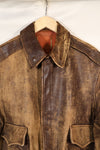1940's size 46, maker unknown, USAAF A-2 flight jacket, damaged condition, used.
