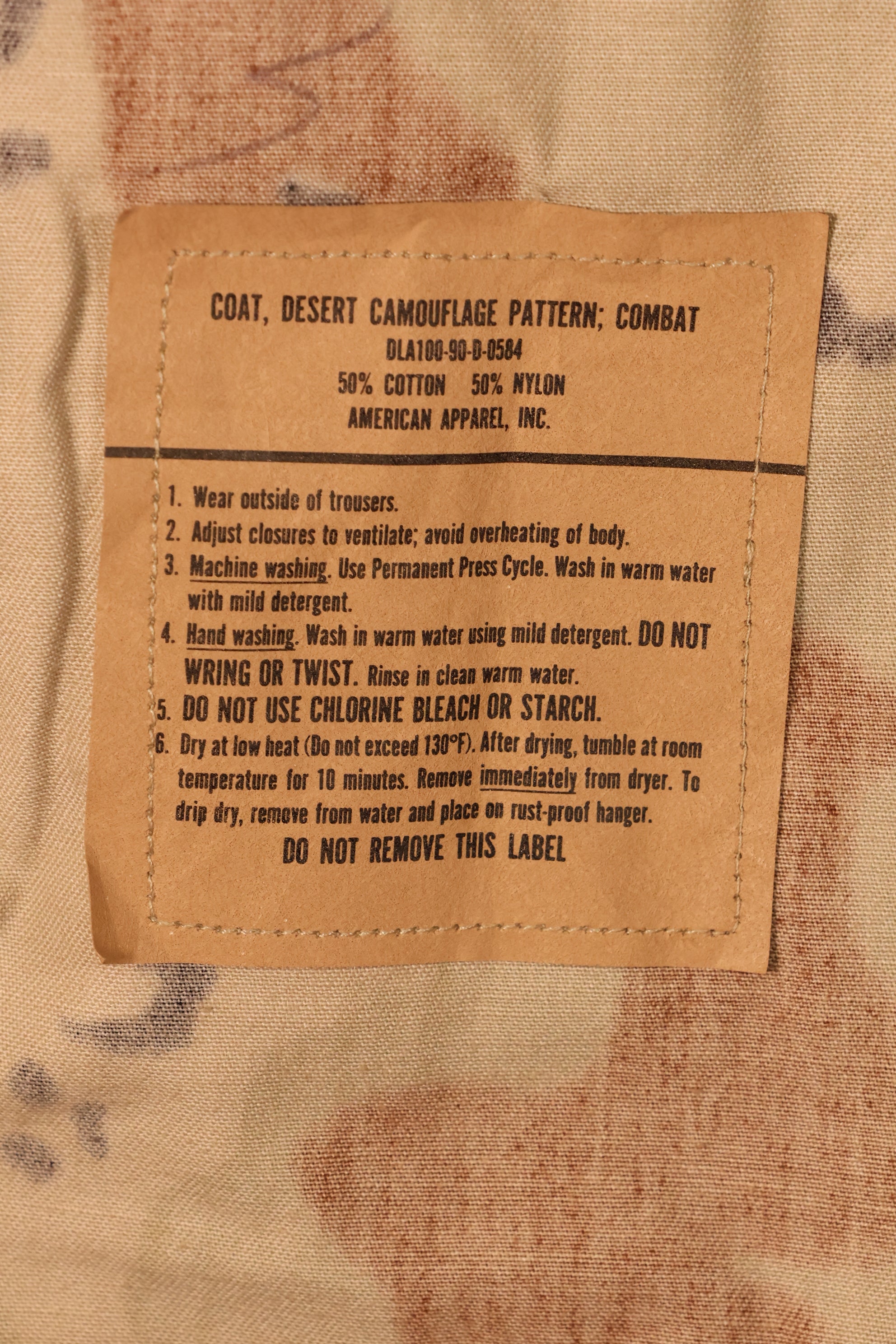 1990 Contract, M-R, U.S. Military, 6C Desert Pattern, Chocolate Chip Camo Jacket, in Good Condition