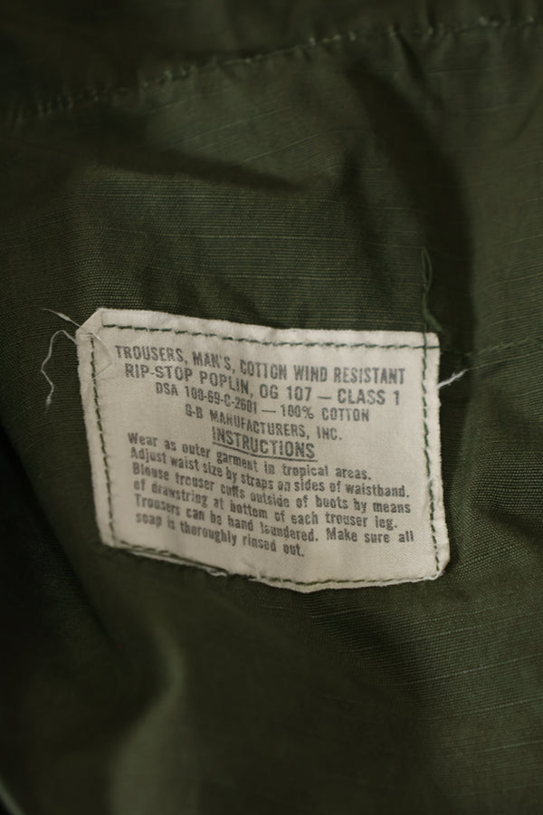 1969 4th Model Jungle Fatigue Pants, M-S, used, strong signs of use.