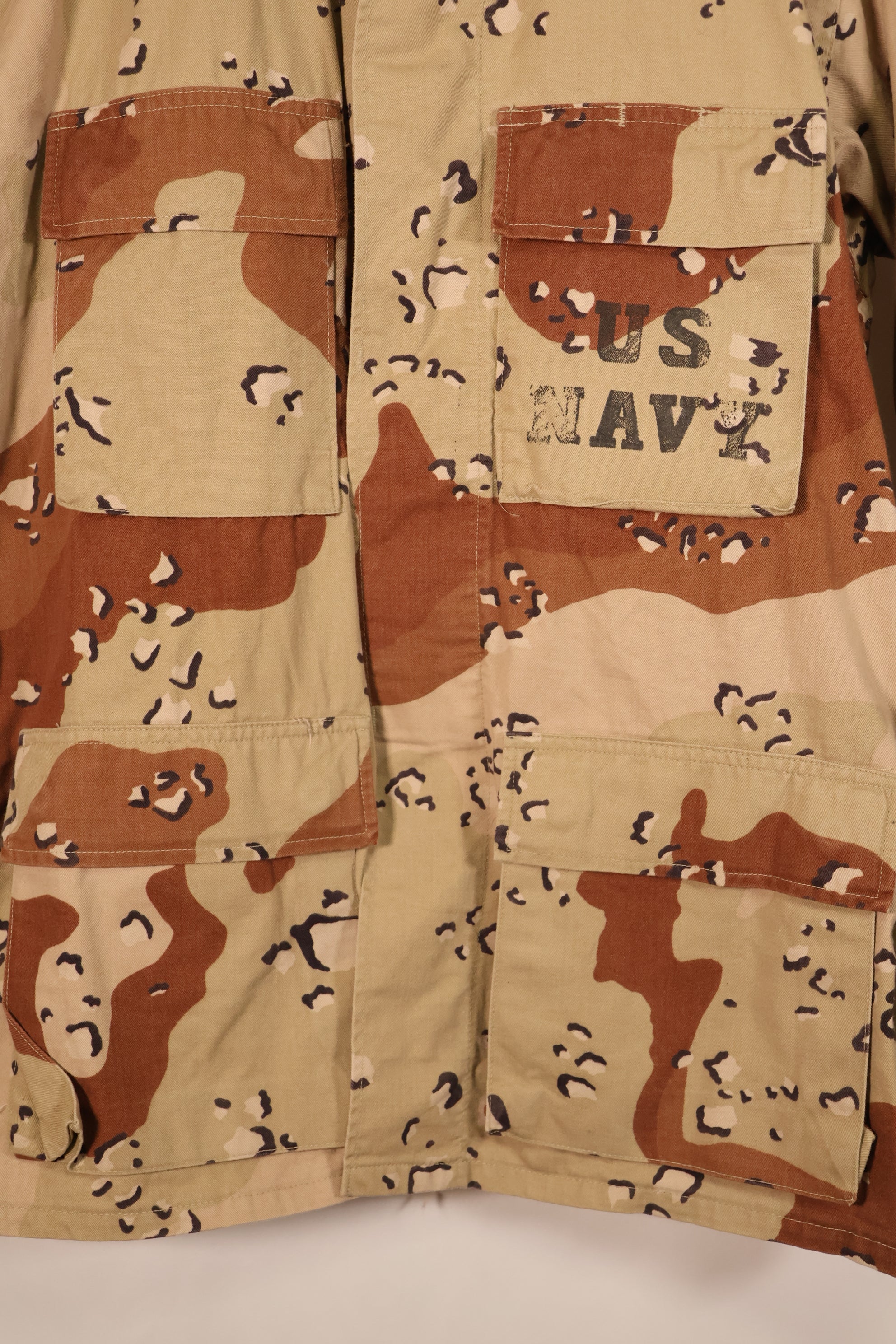 1990 Contract, S-R, U.S. Navy, US NAVY, Individual Item, 6C Desert Color, Chocolate Chip Camo Jacket, Used