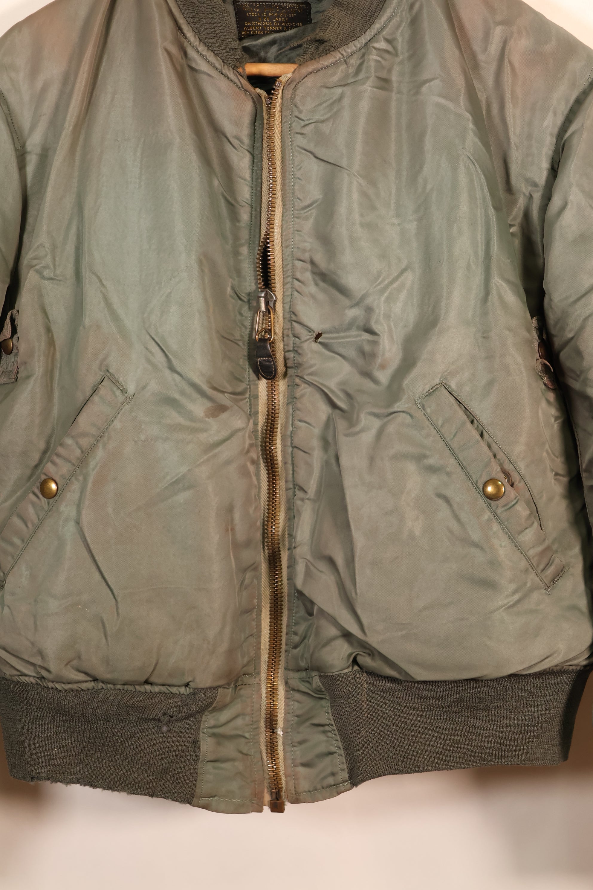 1958 Contract, LARGE, U.S. Air Force, MA-1 Flight Jacket, Shows Heavy Wear, Used