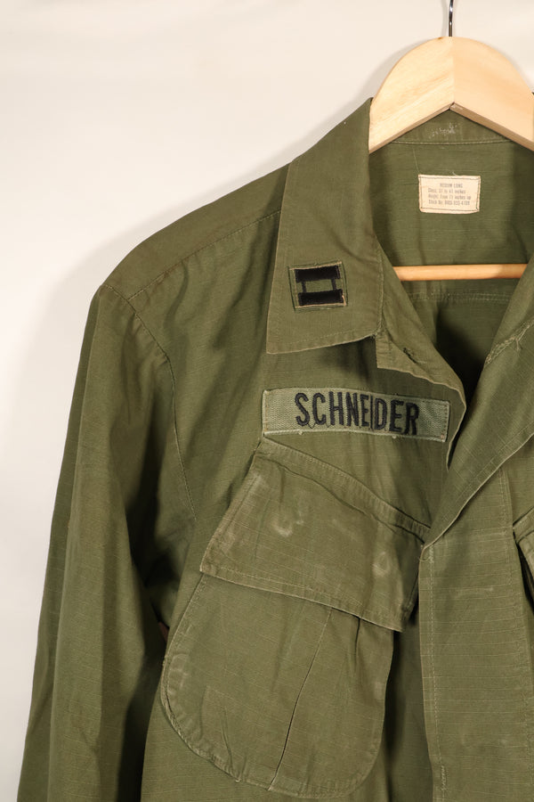 1969 Contract, M-L, 4th Model Jungle Fatigue Jacket, Green Beret Specification, Patches Added Later, Used