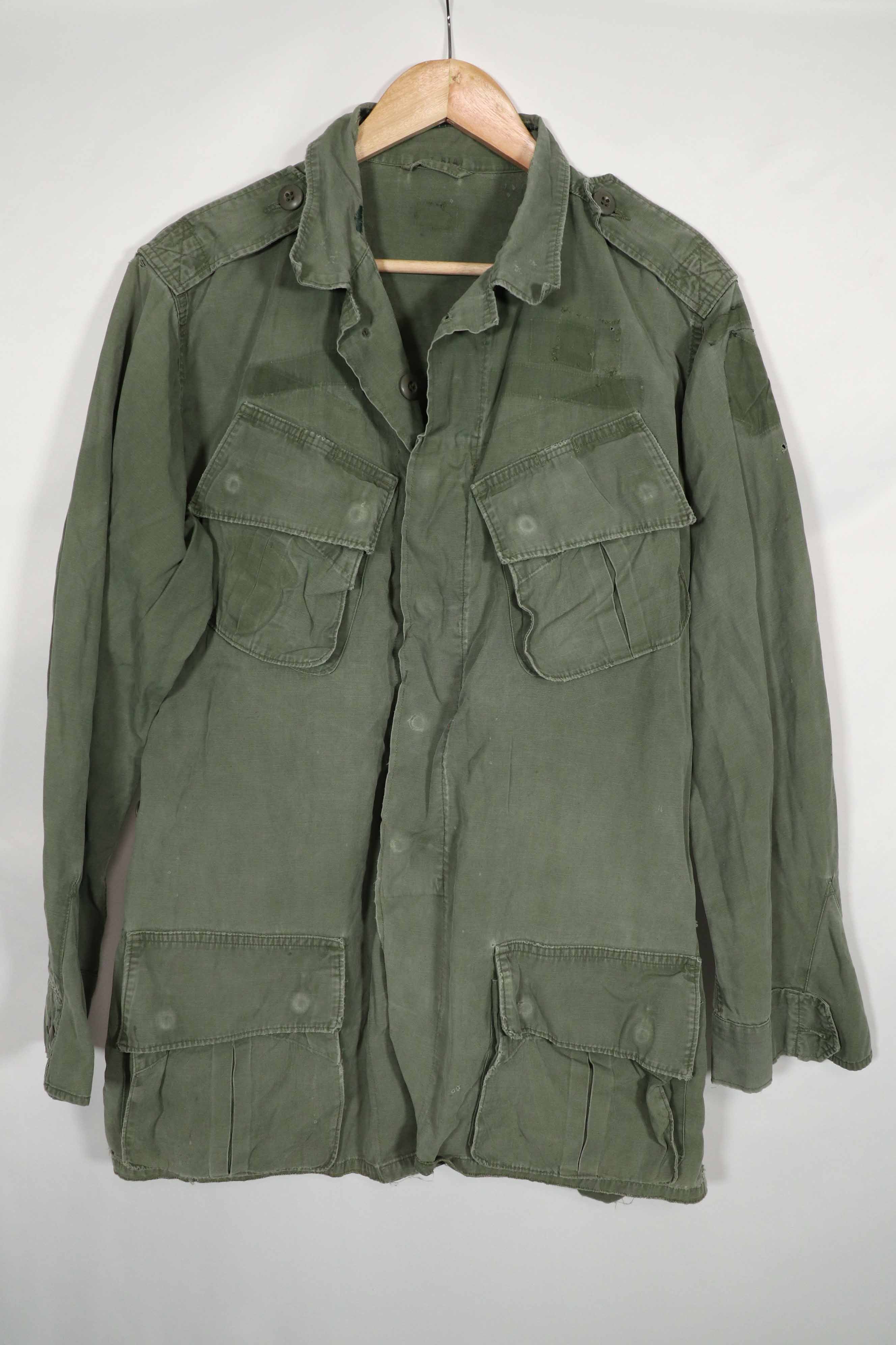 Real 2nd Model Jungle Fatigue Jacket, stains, patch marks, used, B