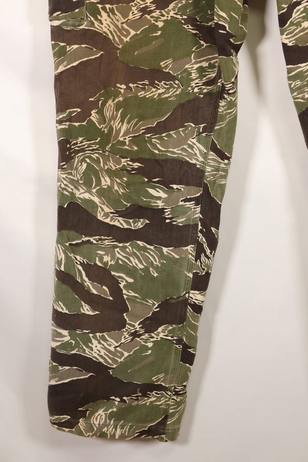 Mid-1960s, estimated US-L to XL Okinawa Tiger Tiger stripe pants, HAMA zipper, used.