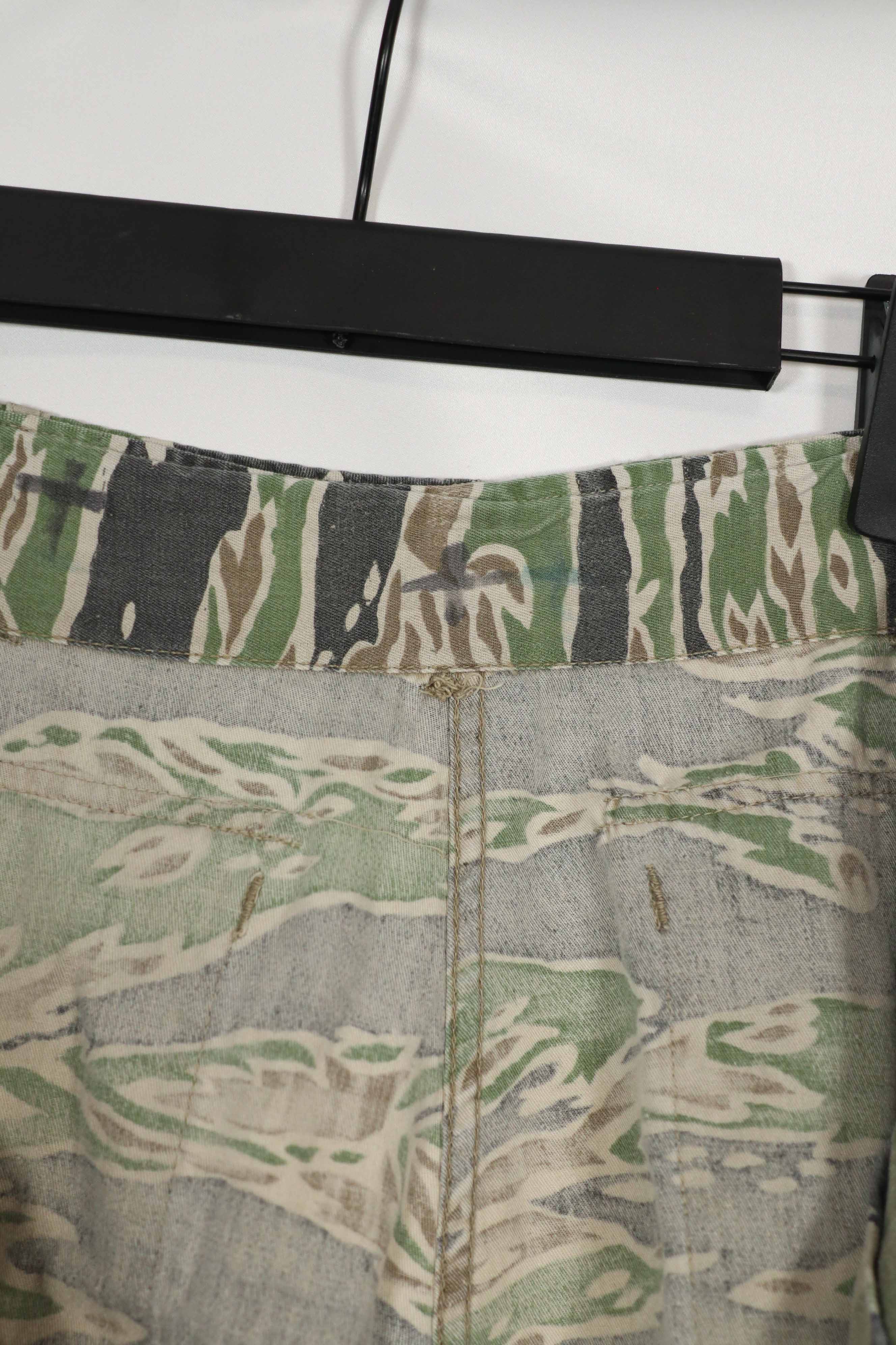 Real Late War lightweight tiger stripe pants, faded, used.