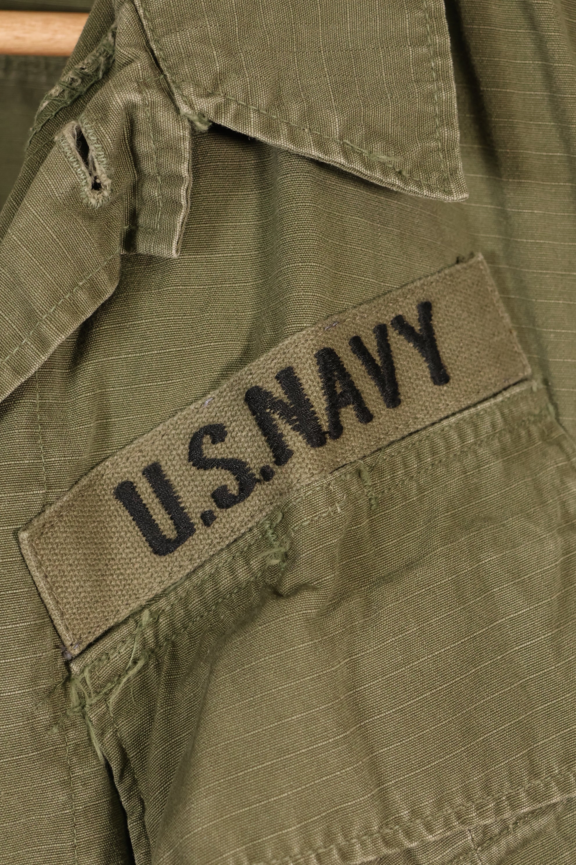 1969 Contract, S-R, U.S. Navy, PBR 4th Model Jungle Fatigue Jacket, Patch Added Later, Used