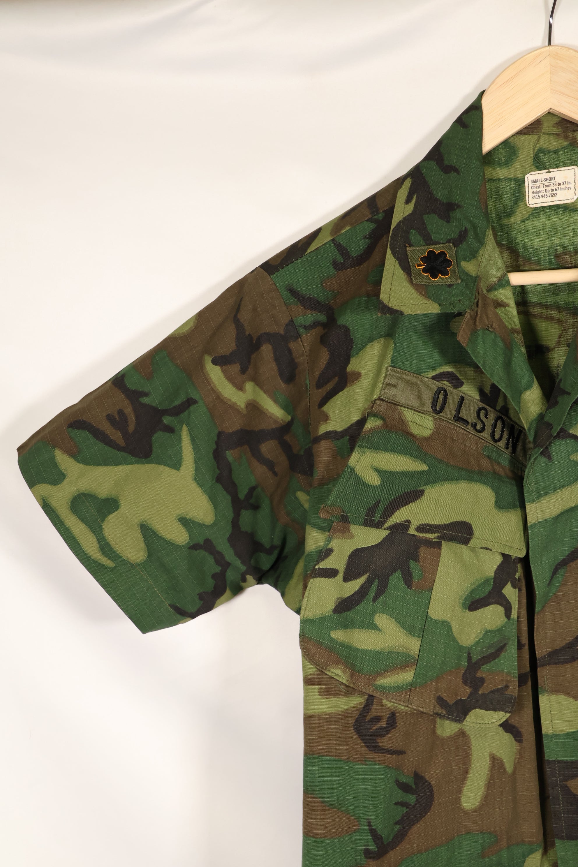 1969 合同 S-S 美国空军少校 ERDL 防撕裂夹克，带泰勒，二手。