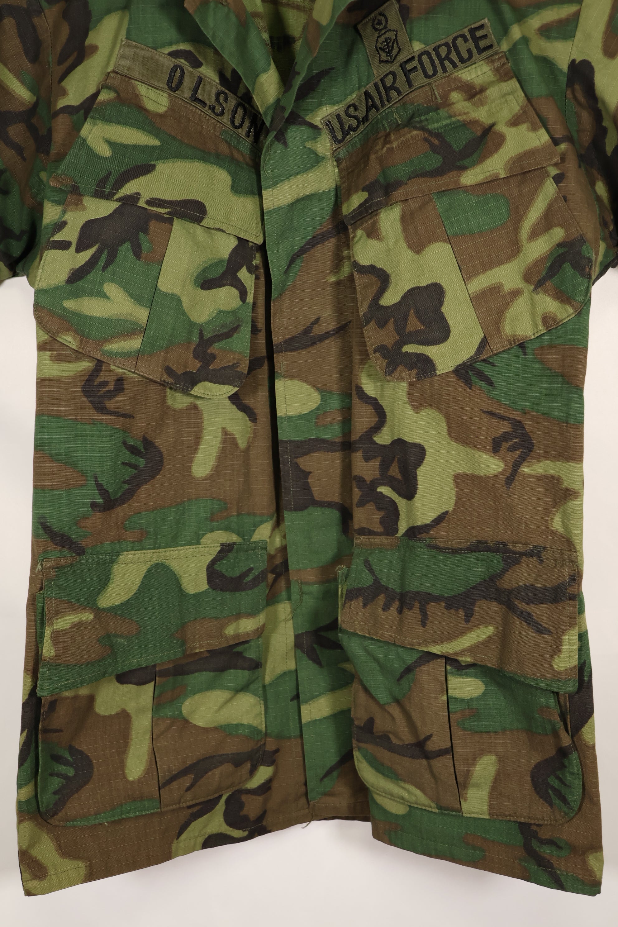 1969 合同 S-S 美国空军少校 ERDL 防撕裂夹克，带泰勒，二手。