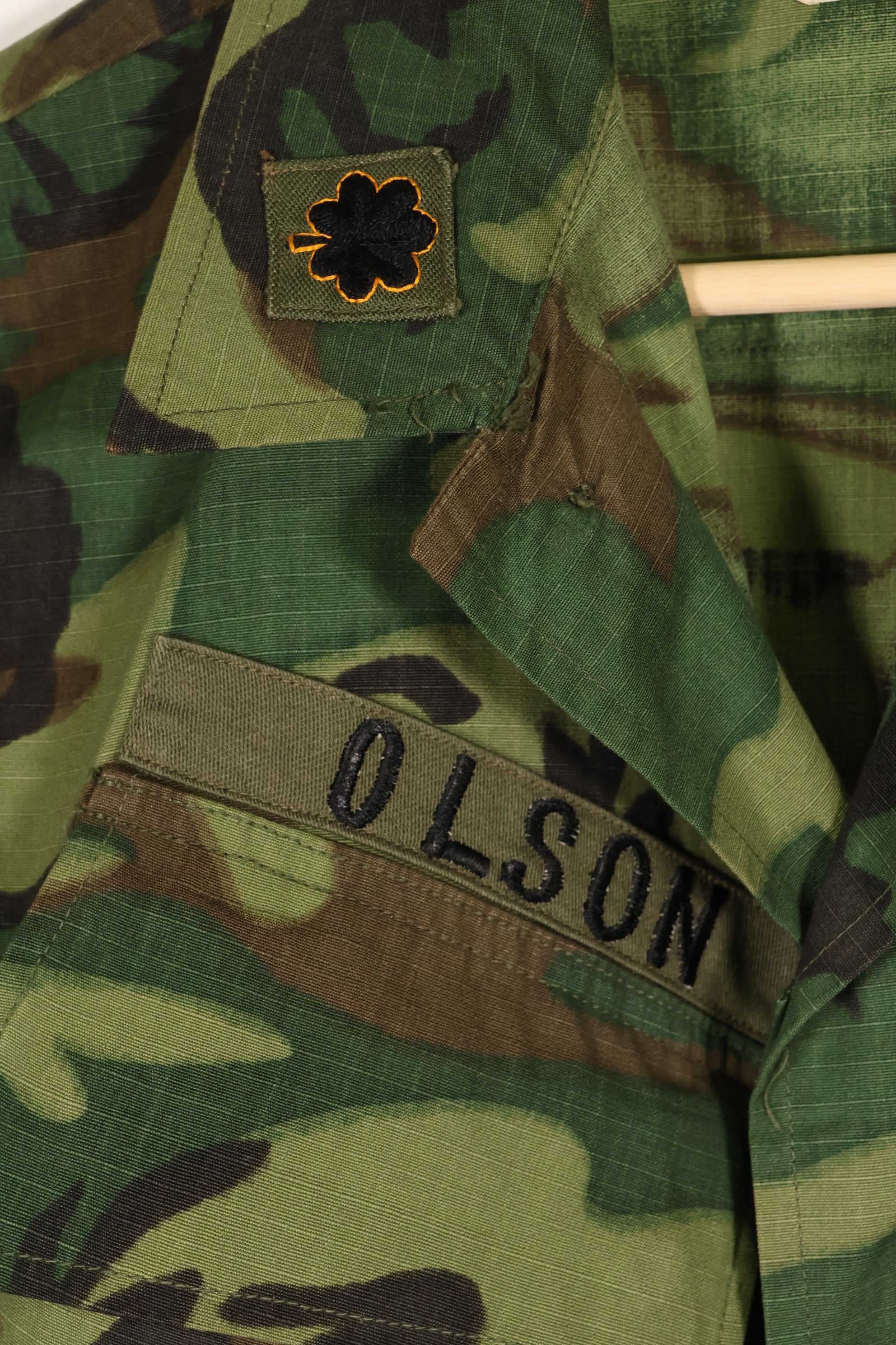 1969 合同 S-S 美国空军少校 ERDL 防撕裂夹克，带泰勒，二手。