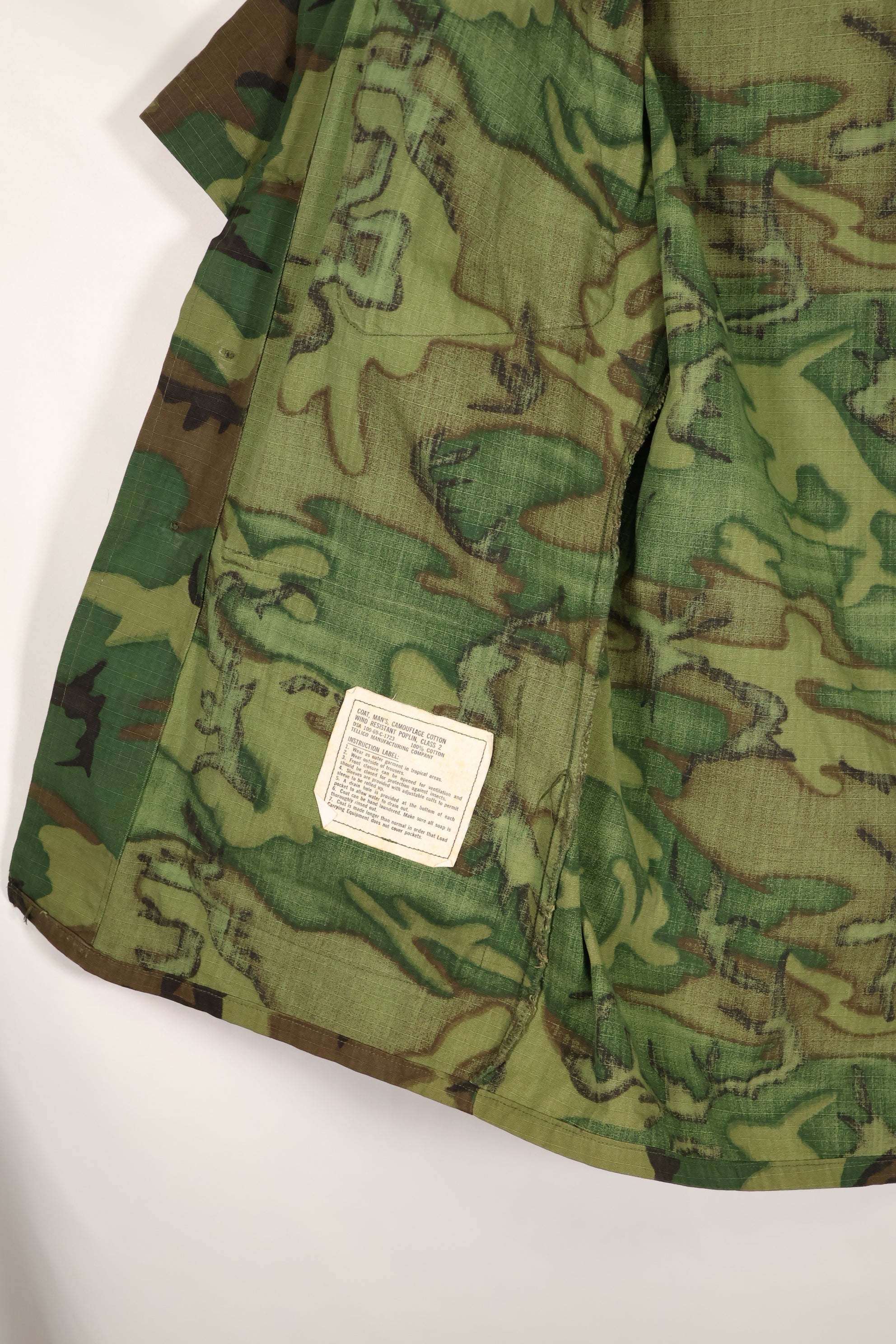 1969 合同 S-S 美国空军少校 ERDL 防撕裂夹克，带泰勒，二手。