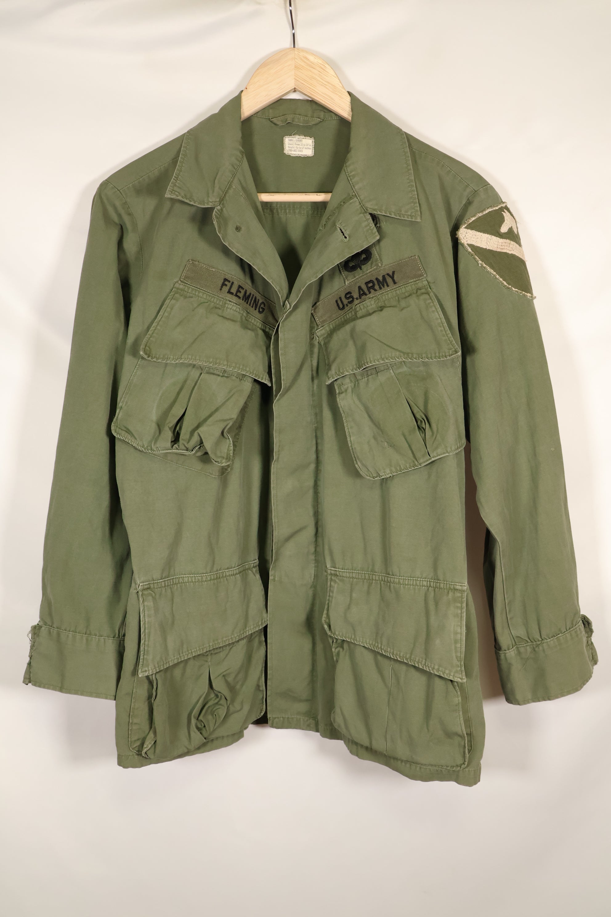 1967 Contract S-S 3rd Model Jungle Fatigue Jacket with patch, used.