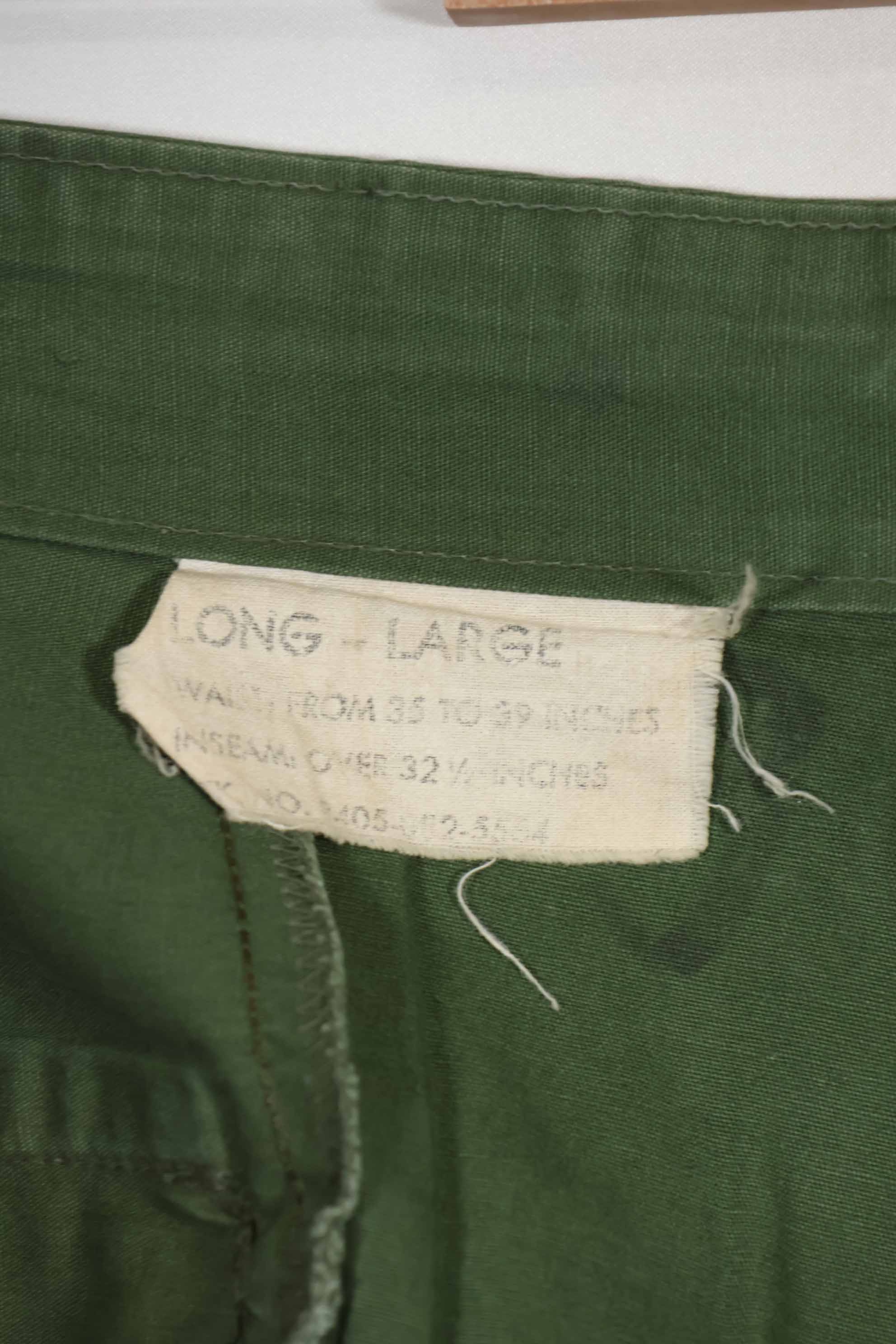 Mid-1960s 3rd Model Non-Ripstop Jungle Fatigue Pants L-L Used