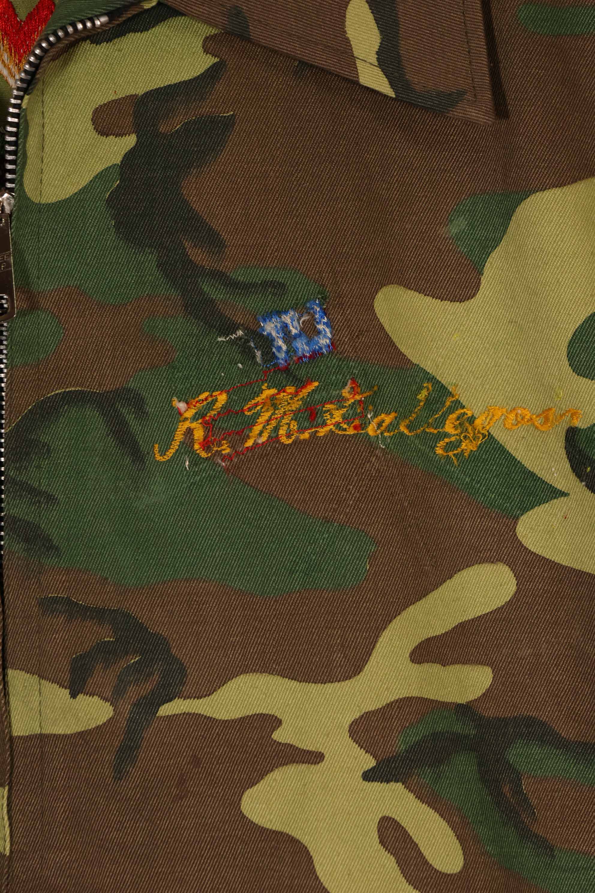 Civilian 1980's Okinawa TOGUCHI Jacket, hand sewing machine embroidery, camouflage jacket, used.