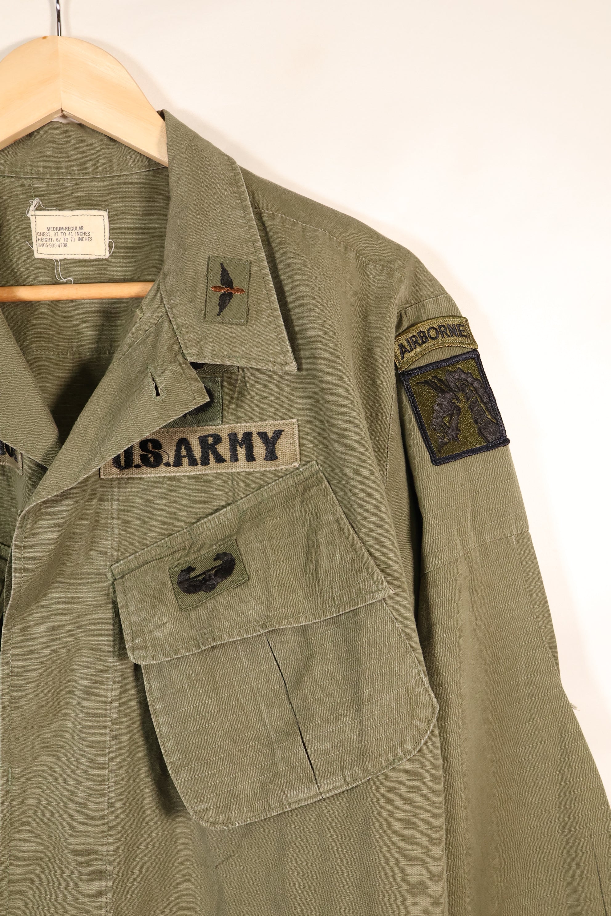 1969 Contract, M-R, 4th Model Jungle Fatigue Jacket, With Aftermarket Patches, Used