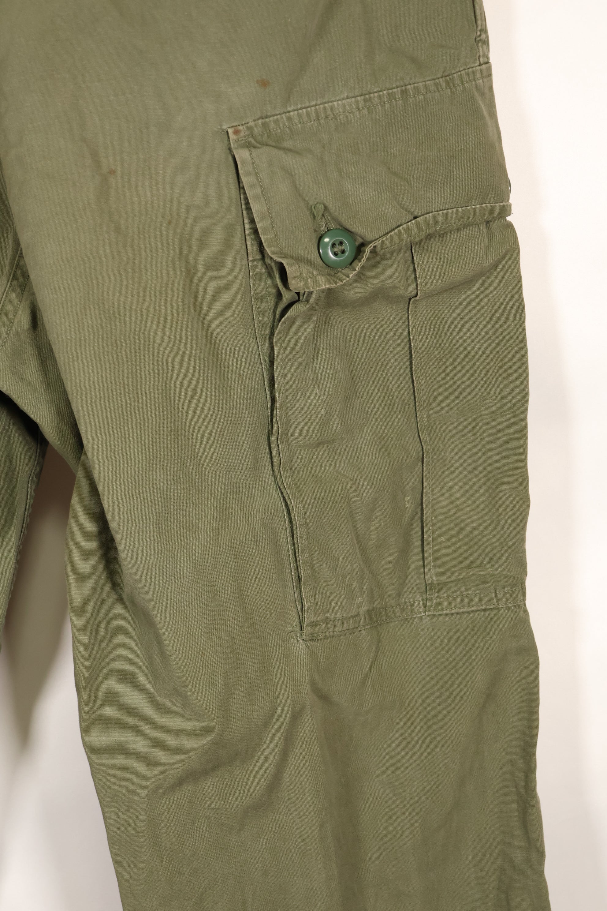 1964 年合同 S-L，带折边第一型丛林疲劳裤，褪色，使用过。