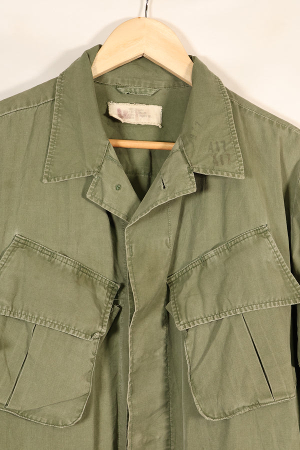 1967 Contract, M-L, Non-Ripstop, 3rd Model Jungle Fatigue Jacket, Faded, Used