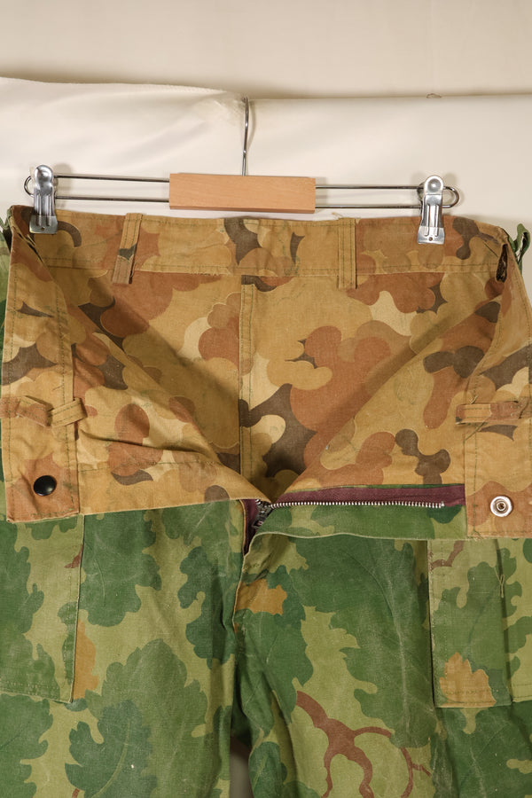 Late 1960s to early 1970s | Privately sourced | Mitchell camouflage | USMC | WWII HBT-style cut | Reversible pants | Used