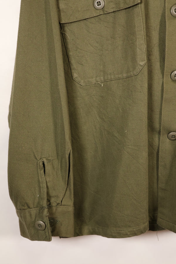1960s, Estimated Size: MEDIUM, OG-107, Utility Shirt, Rare Cut, Retrofitted Patch, Used