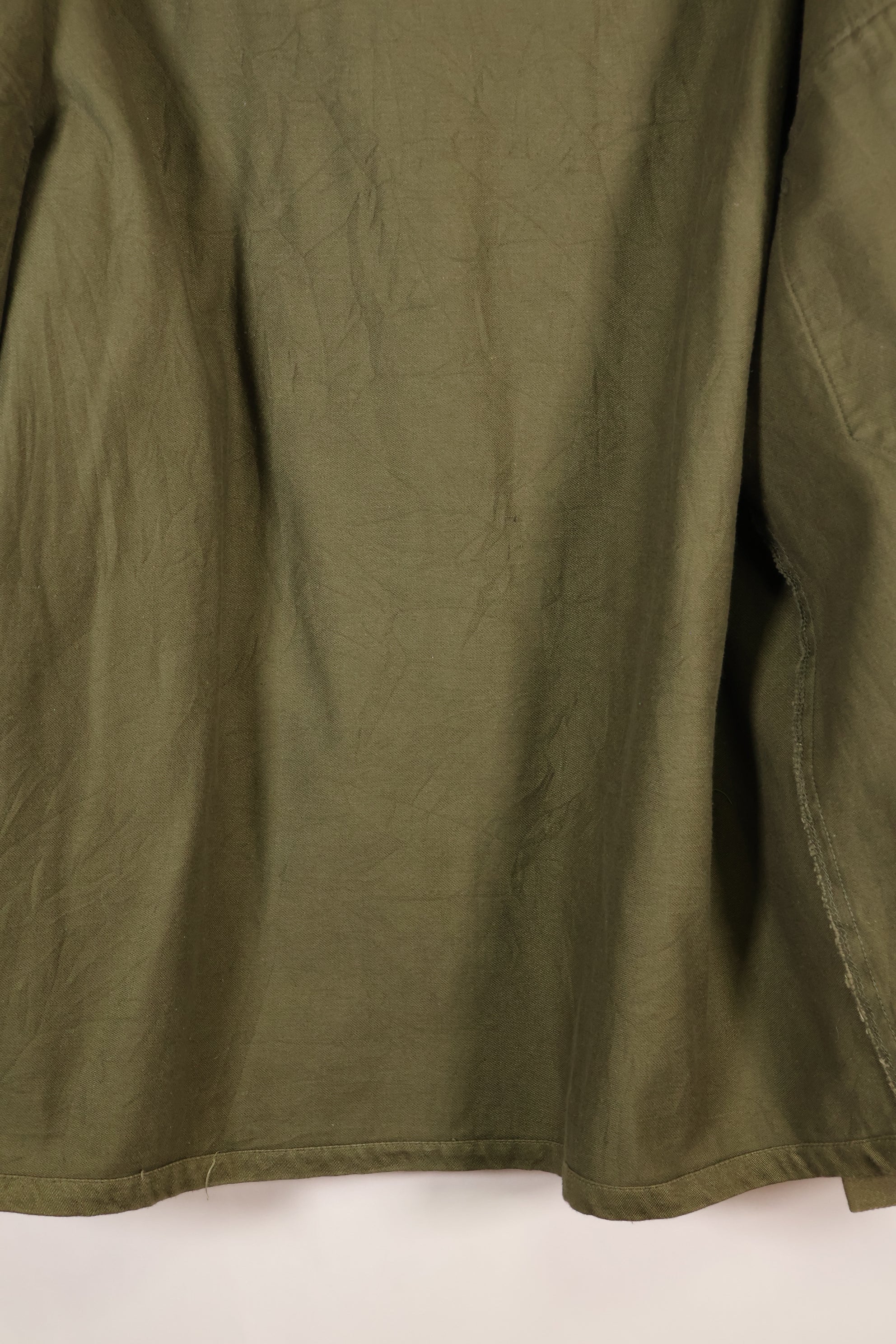 1960s, Estimated Size: MEDIUM, OG-107, Utility Shirt, Rare Cut, Retrofitted Patch, Used