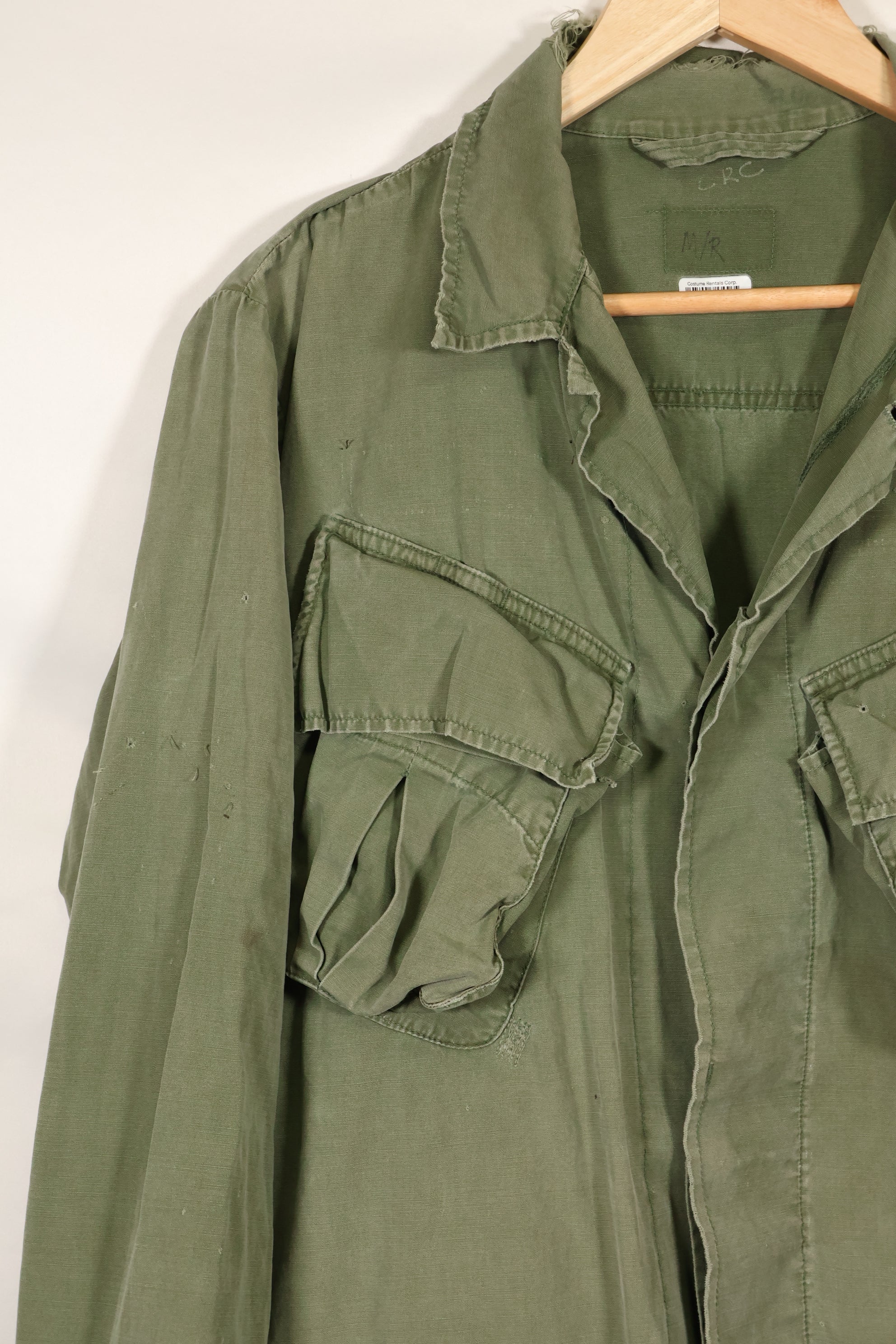 circa 1967-68 size unknown 3rd model jungle fatigues jacket, used, released by a movie company.