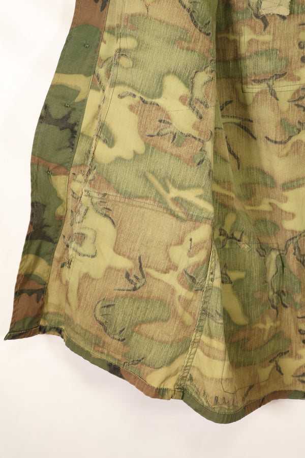 Mid-1960s non ripstop fabric ERDL camouflage rare print fabric jungle fatigues jacket, used.