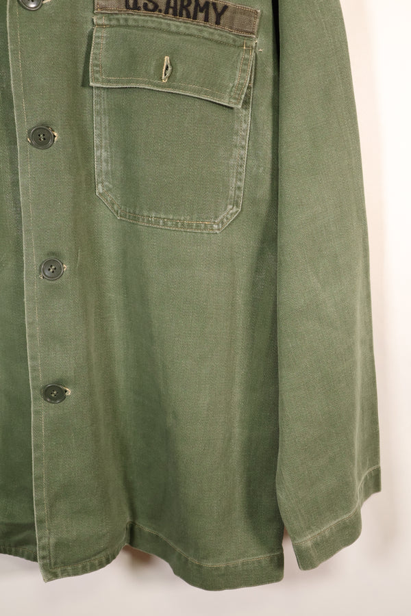 1960s, Estimated Size: SMALL, OG-107 Utility Shirt with Patches, Used