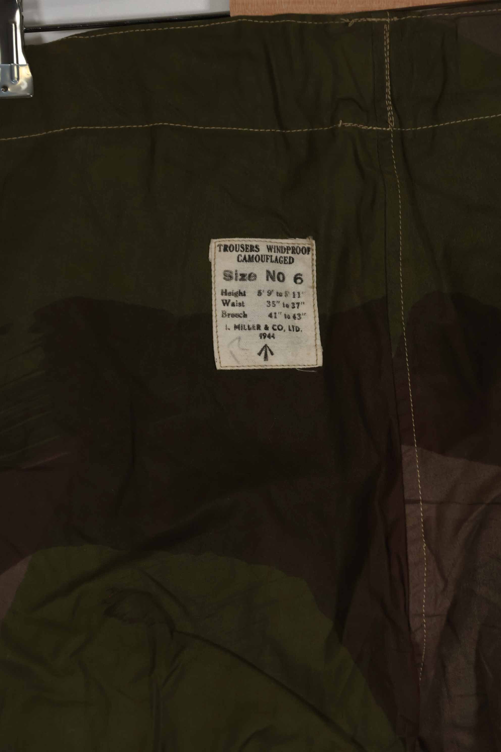 1944 British Army SAS Trousers WINDPROOF camouflage pants size No. 6 in good condition