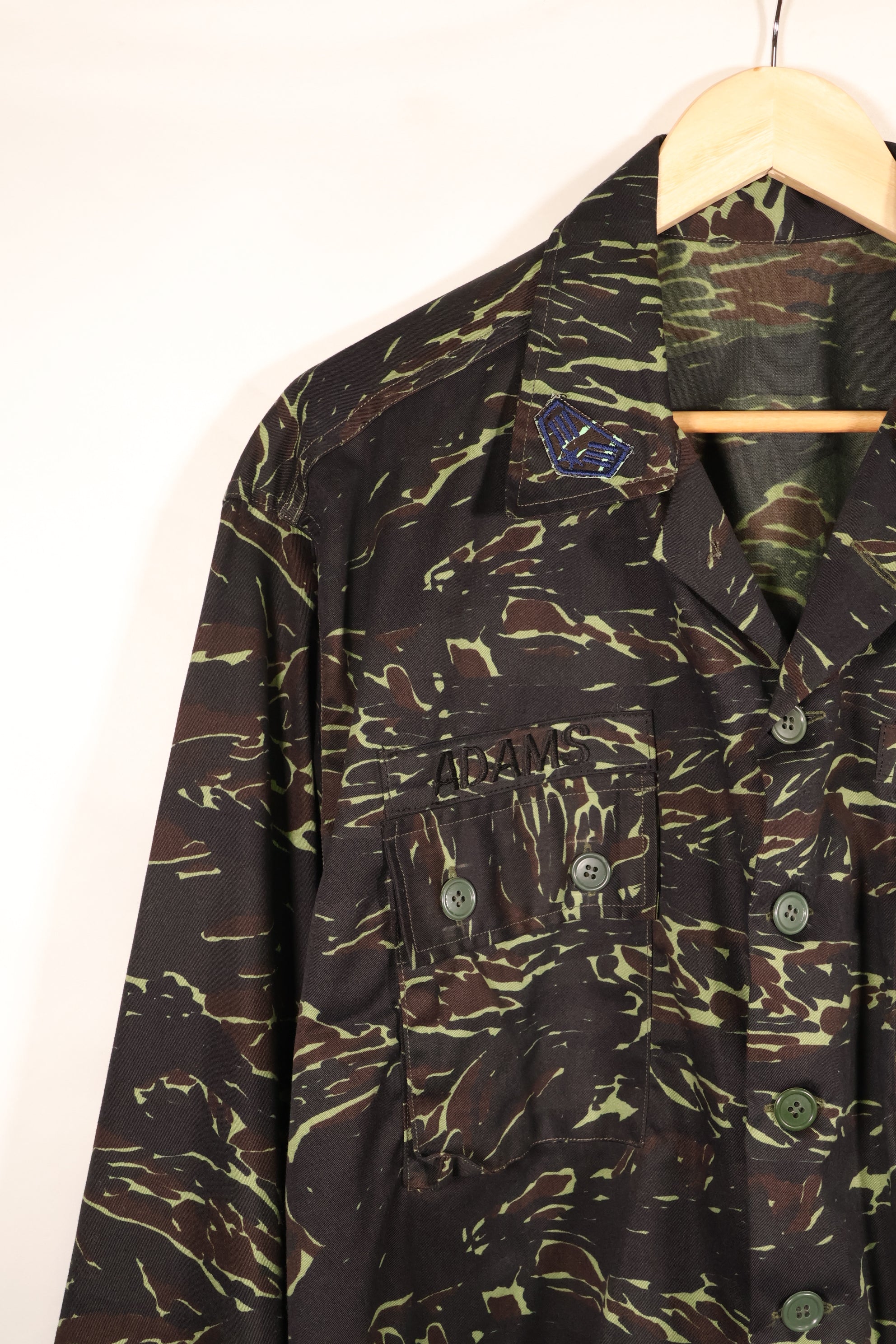 1970s Thai Border Patrol “Shadow Tiger” Locally Made Tiger-Stripe Shirt, Used, Grade A