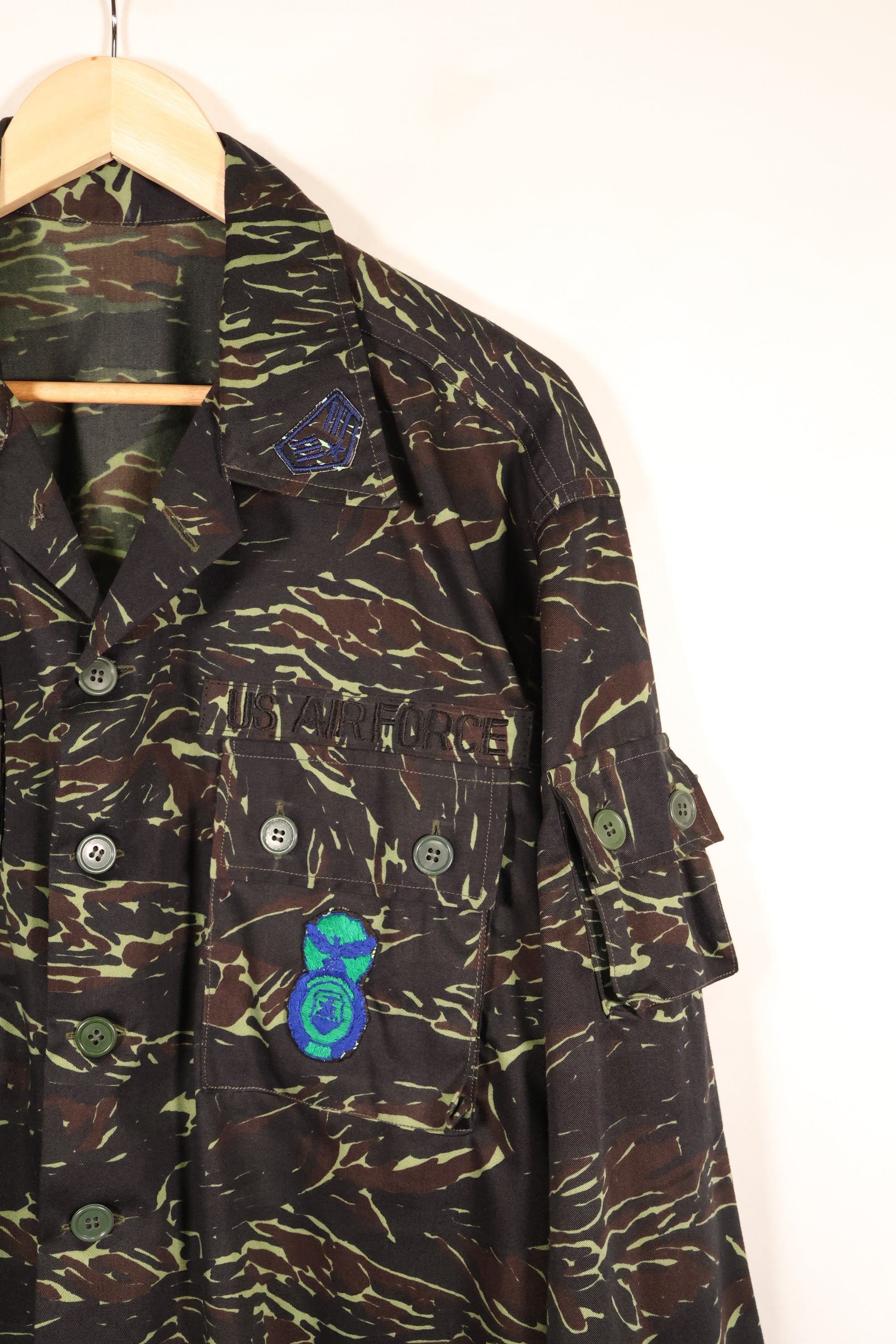 1970s Thai Border Patrol “Shadow Tiger” Locally Made Tiger-Stripe Shirt, Used, Grade A