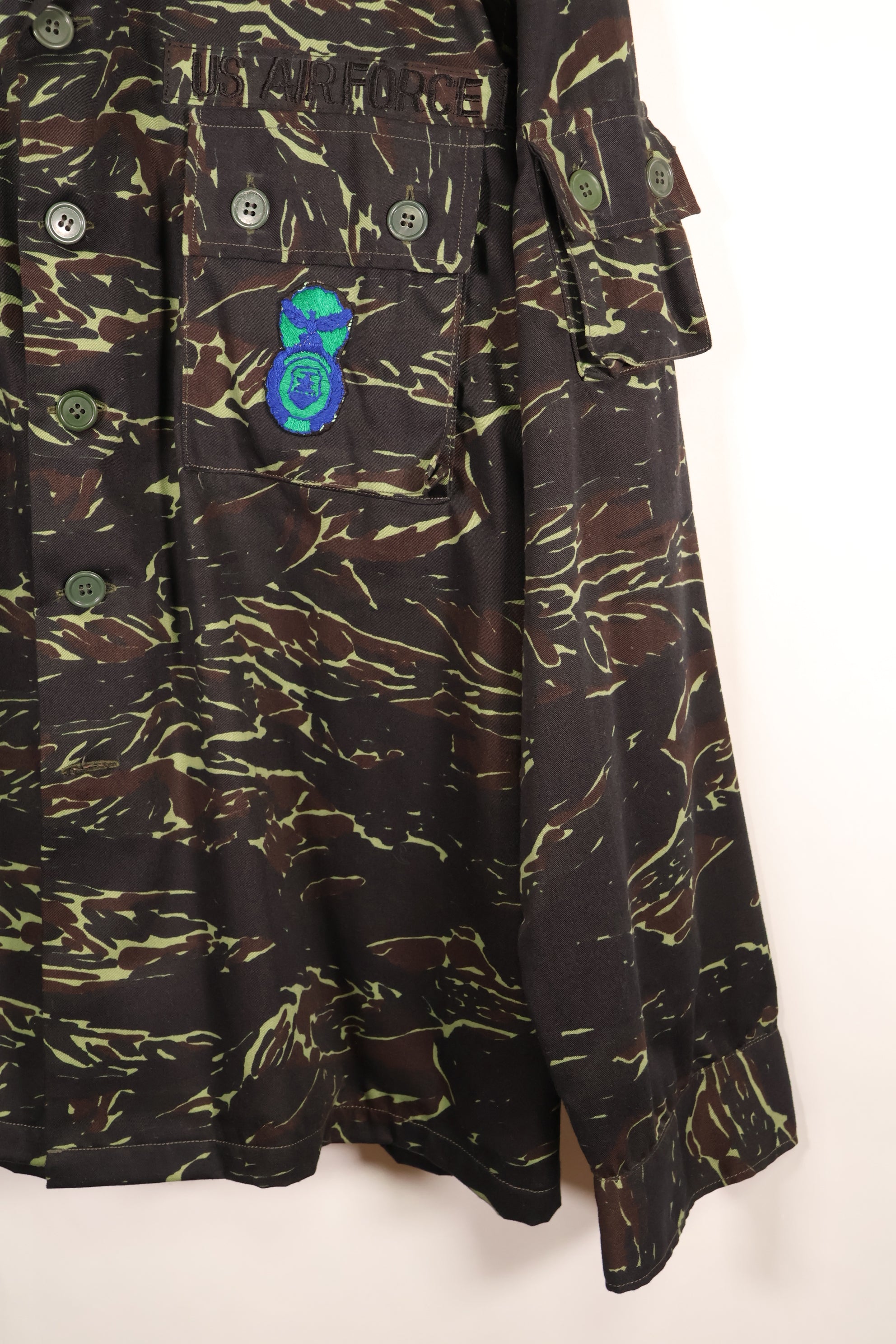 1970s Thai Border Patrol “Shadow Tiger” Locally Made Tiger-Stripe Shirt, Used, Grade A
