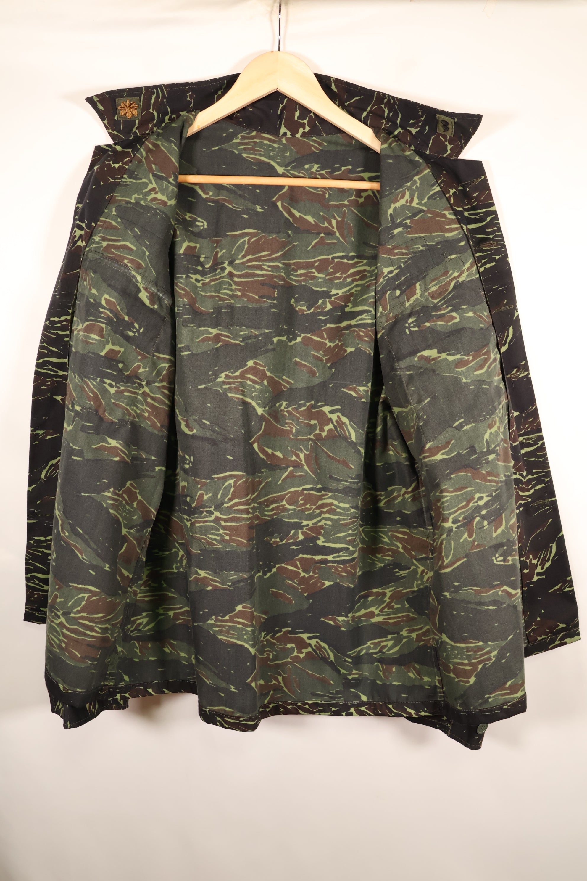 1970s Thai Border Guard "Shadow Tiger" Locally Made Tiger-Striped Shirt, Used, Size B