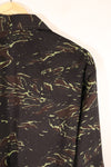 1970s Thai Border Guard "Shadow Tiger" Locally Made Tiger-Striped Shirt, Used, Size B
