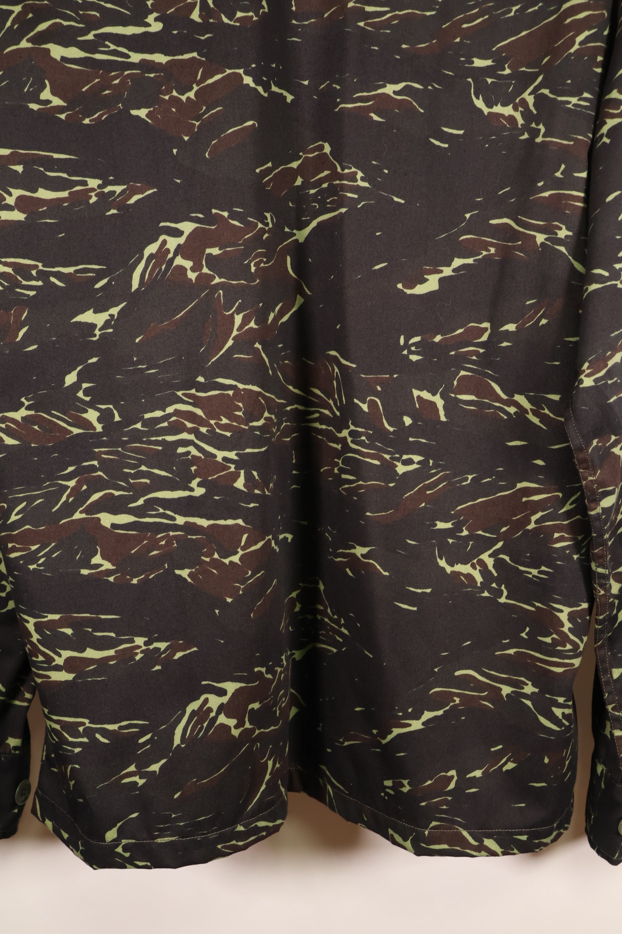 1970s Thai Border Guard "Shadow Tiger" Locally Made Tiger-Striped Shirt, Used, Size B
