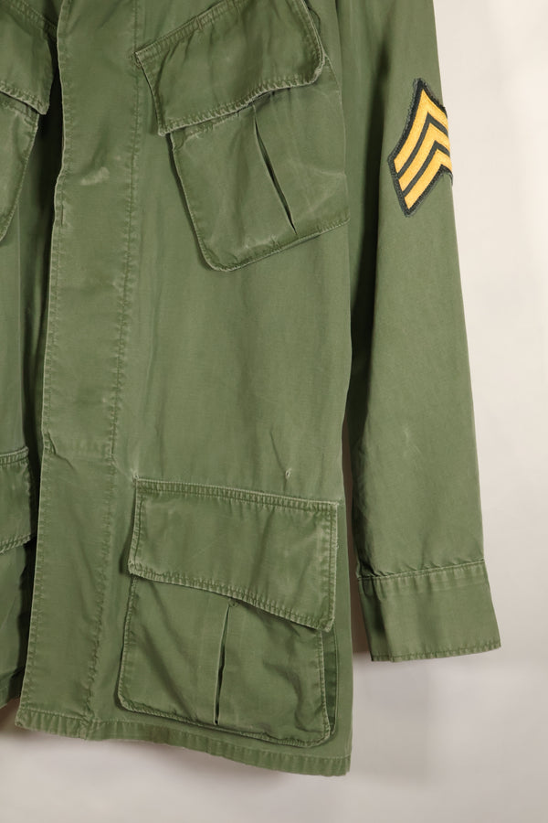 Circa 1967 | S-L | Green Beret | 3rd Model Jungle Fatigue Jacket | Faded | Used