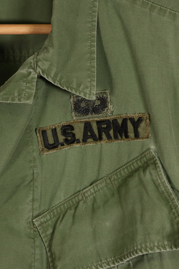 Circa 1967 | S-L | Green Beret | 3rd Model Jungle Fatigue Jacket | Faded | Used