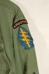 Circa 1967 | S-L | Green Beret | 3rd Model Jungle Fatigue Jacket | Faded | Used