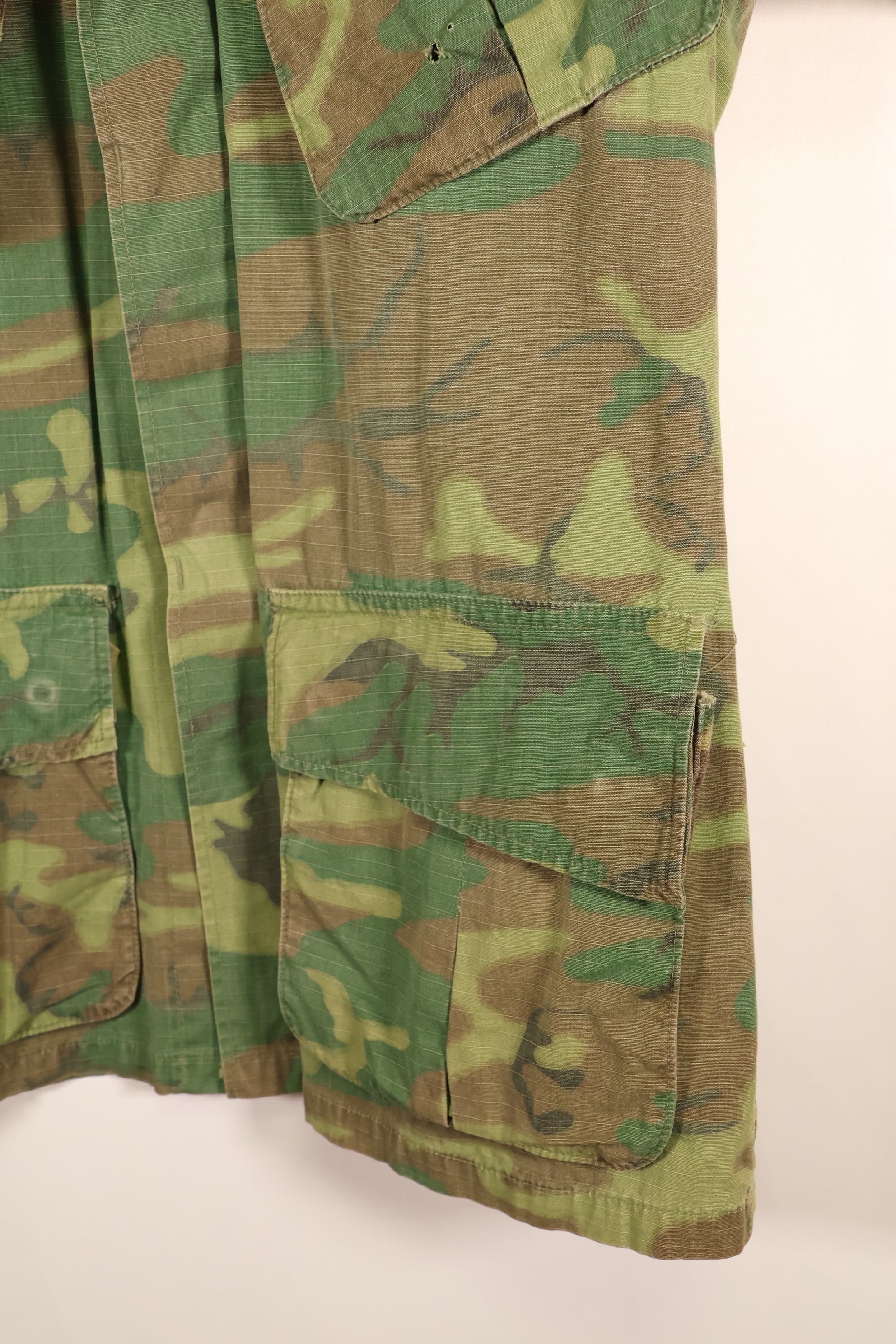 1969 Contract, S-S, ERDL Green Leaf Camo, Jungle Fatigue Jacket, Short-Sleeve Custom, Used
