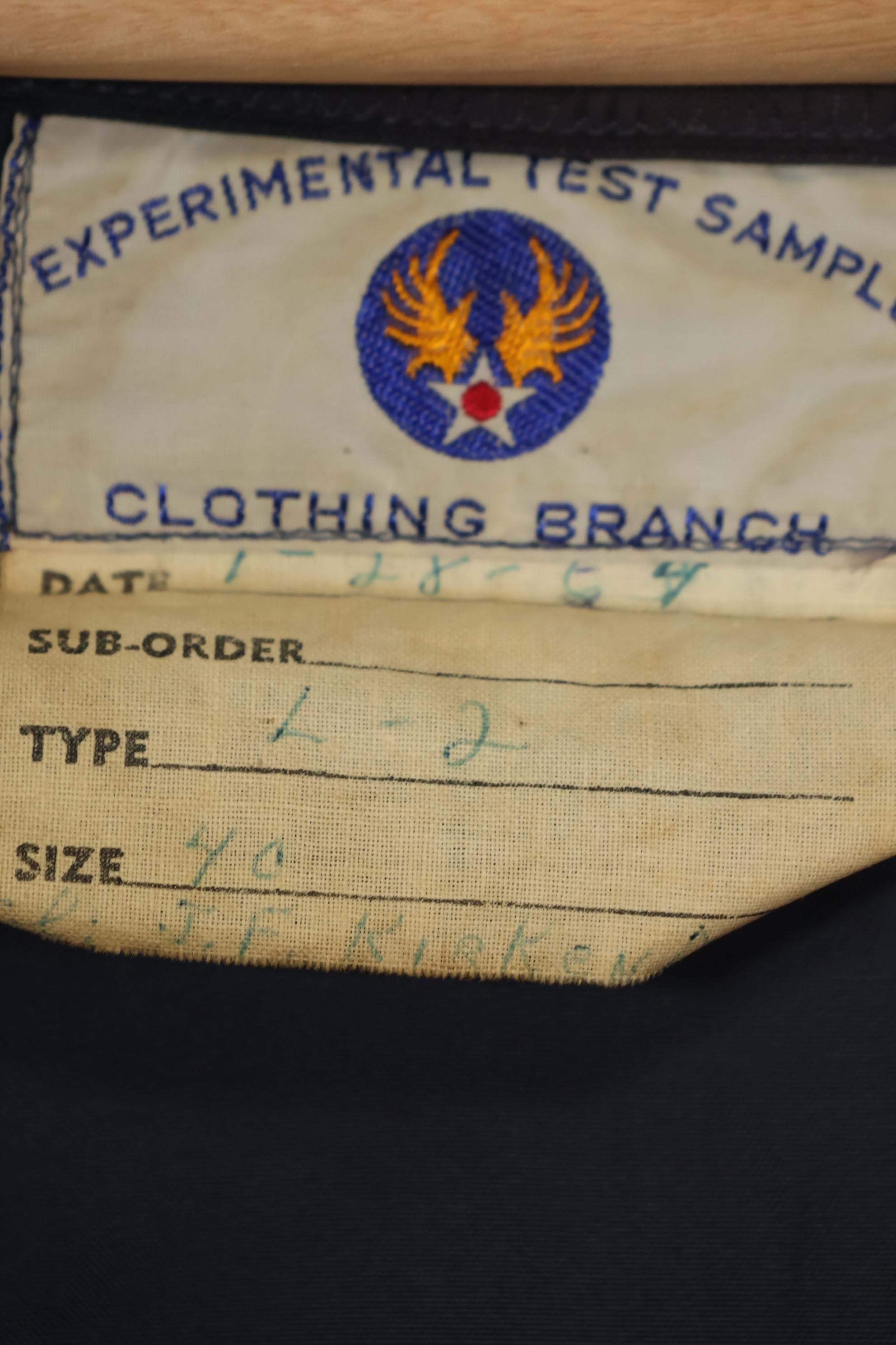 1954 Experimental Test Sample L-2 USAF Test Sample Flight Jacket Used