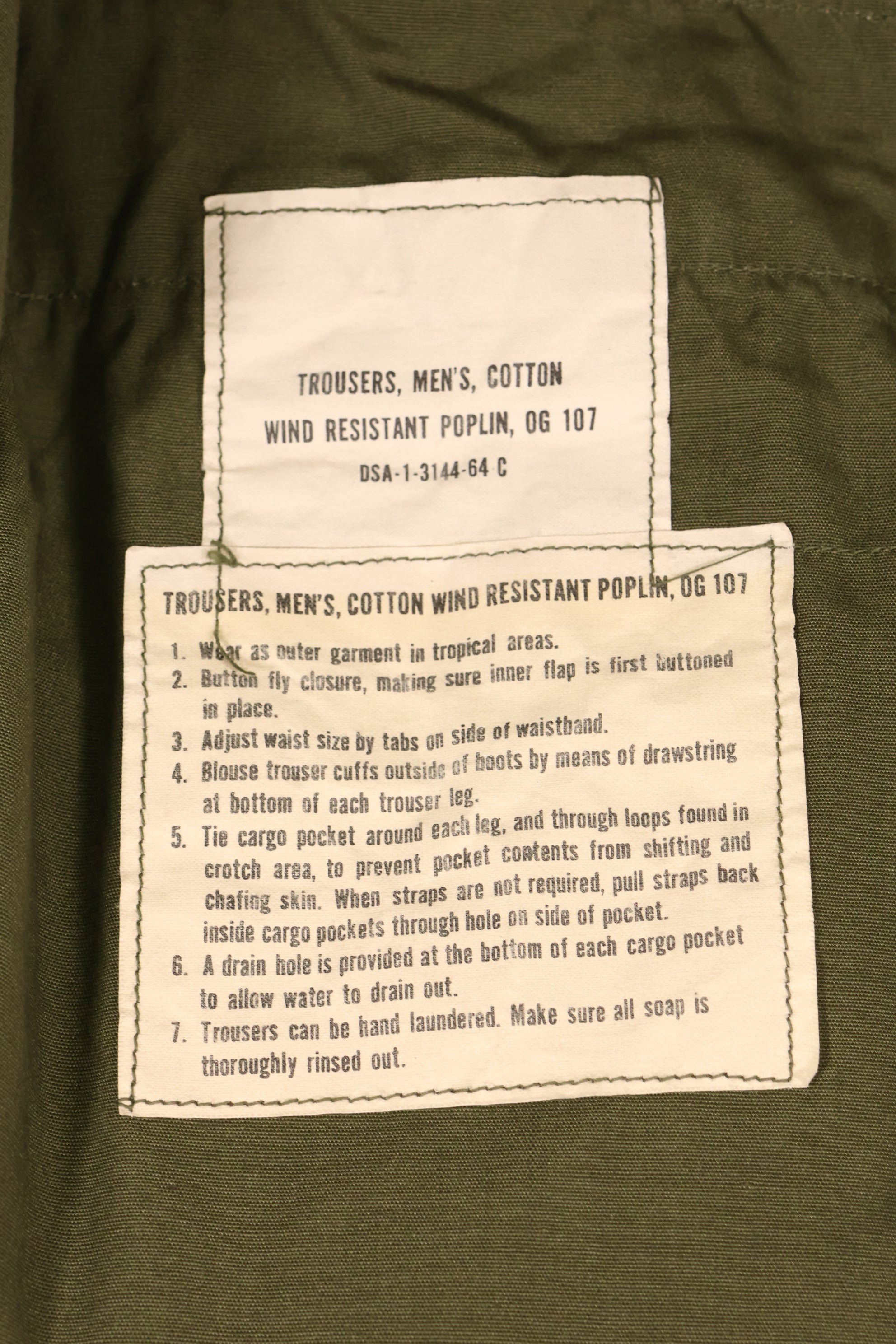 1964 Contract, S-R, U.S. Army, 1st Model Jungle Fatigue Pants, Good Condition, Used