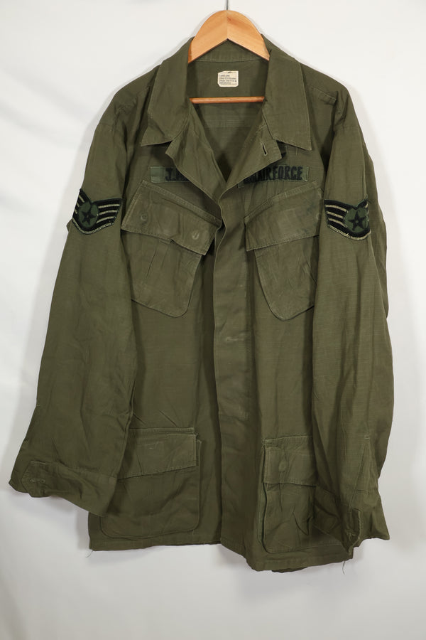 1968 Contract 4th Model Ripstop Jungle Fatigue L-L USAF Petty Officer Used