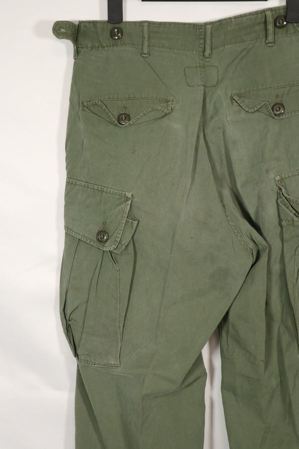 Real 1963 1st Model Jungle Fatigue Pants without leg ties, used.