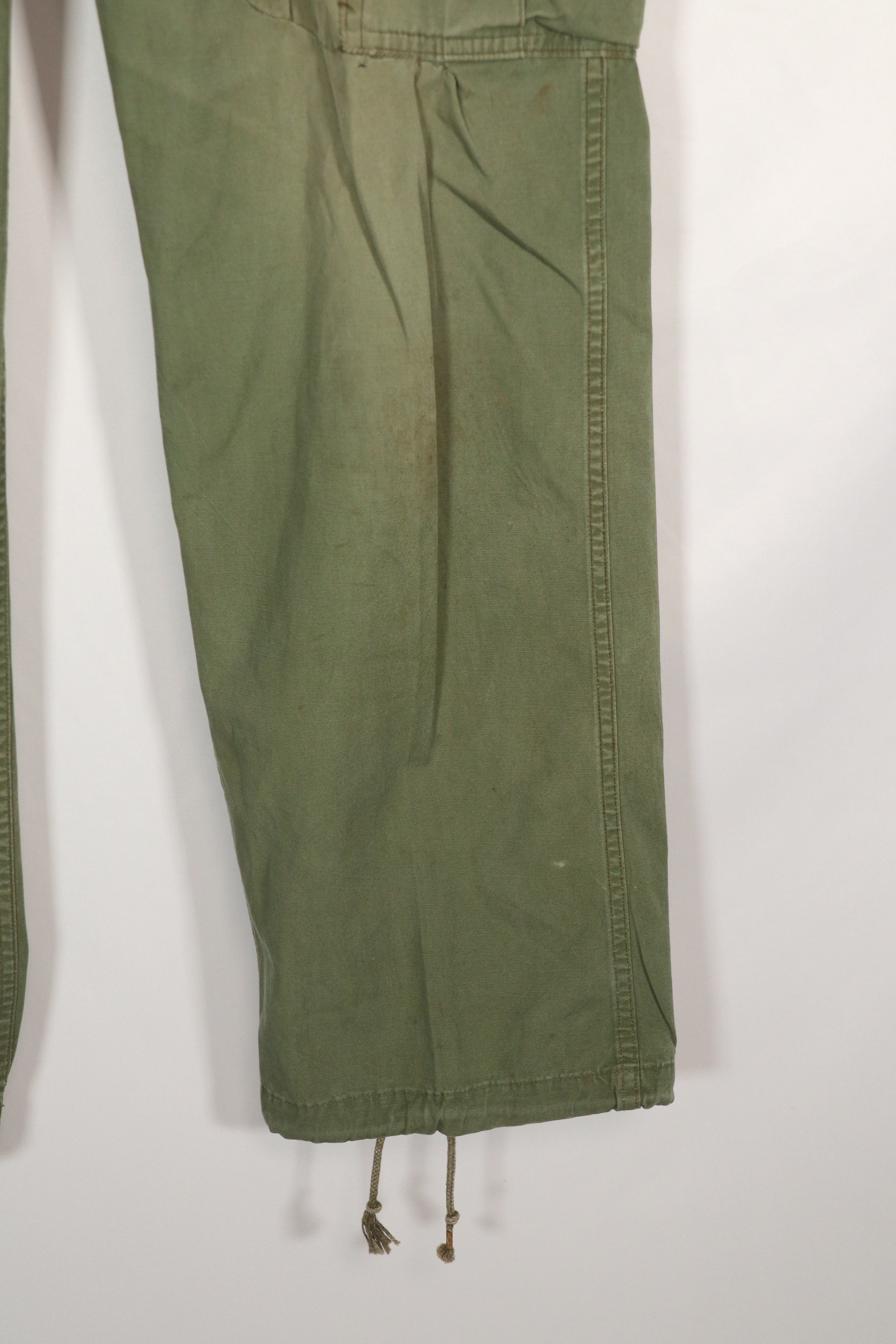 Real 1963 1st Model Jungle Fatigue Pants with leg ties, used.