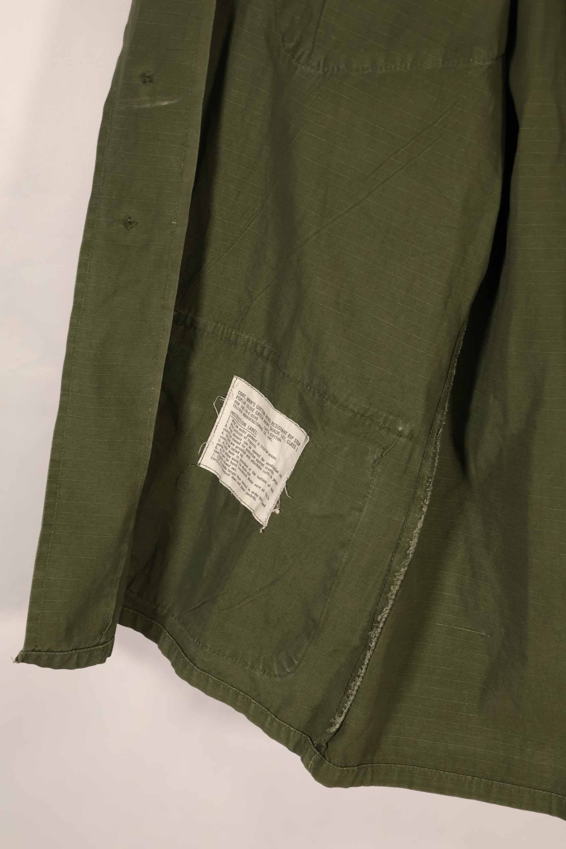 Real 1970 4th Model Jungle Fatigue Jacket M-R with insignia, used.