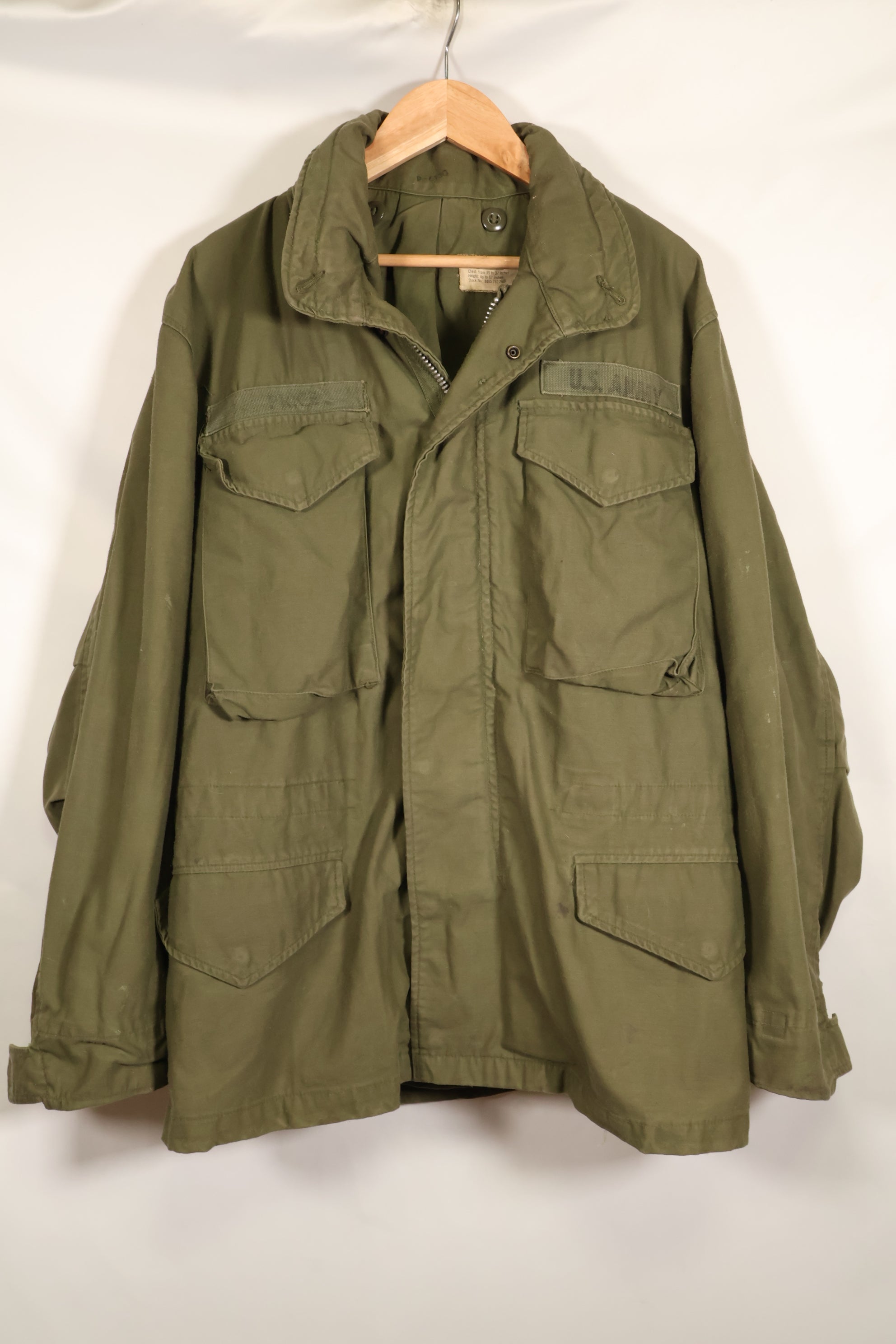 Circa 1965–66  S-S  M65 Field Jacket  1st Model  No liner  Some stains  Used