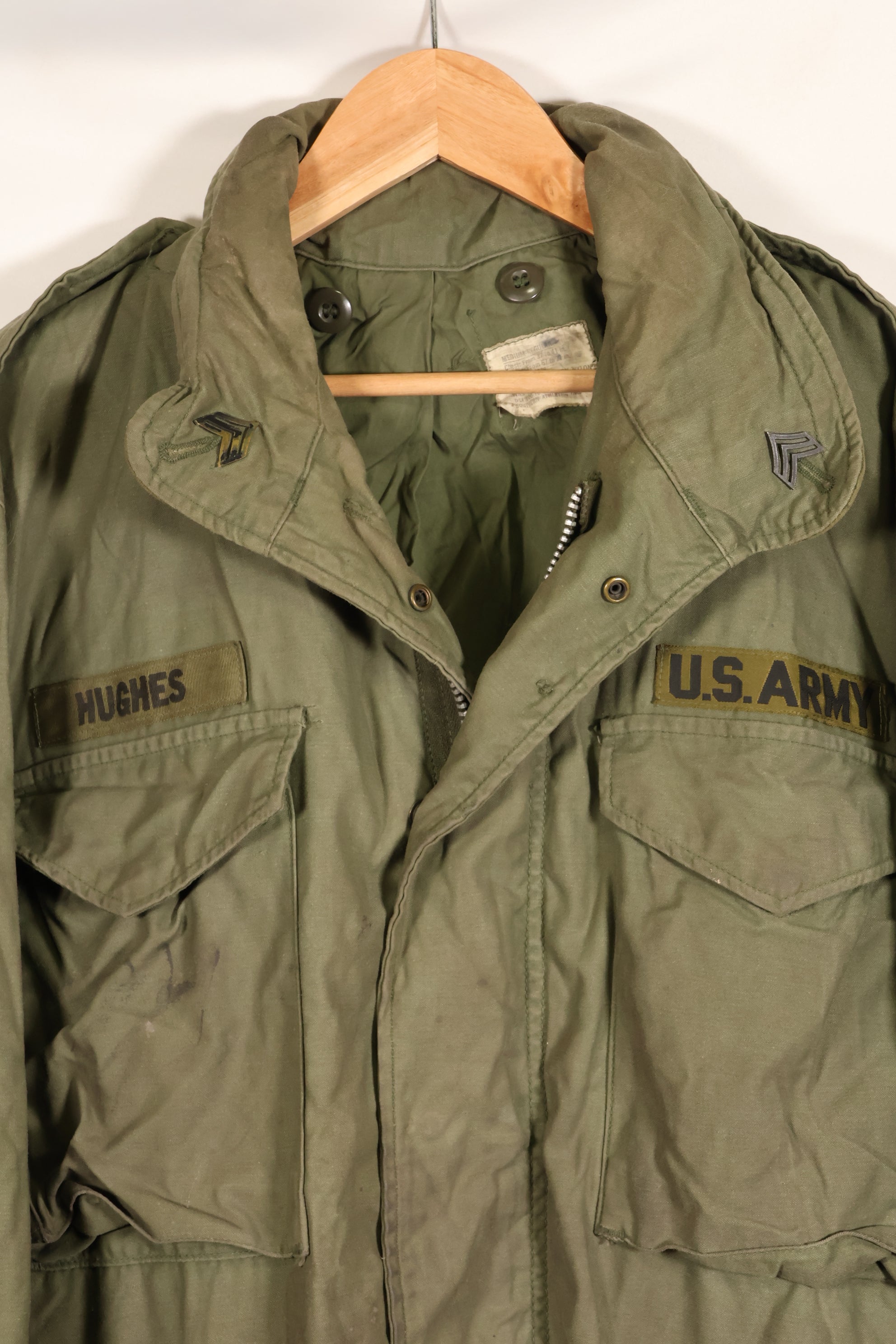 1970 Contract M-R M65 Field Jacket, 2nd Model, with insignia, some stains, no liner, used