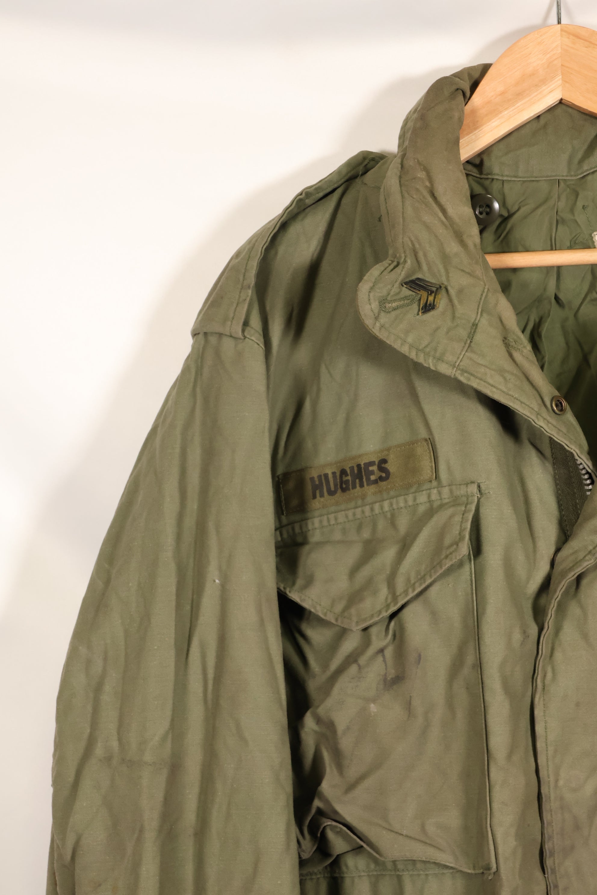 1970 Contract M-R M65 Field Jacket, 2nd Model, with insignia, some stains, no liner, used