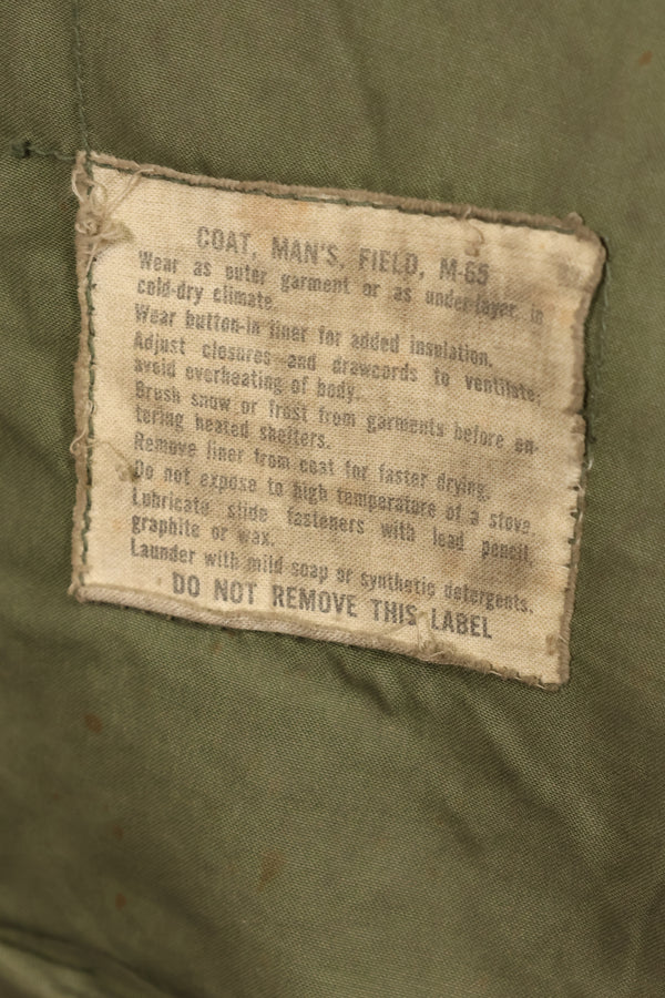 1970 Contract M-R M65 Field Jacket, 2nd Model, with insignia, some stains, no liner, used