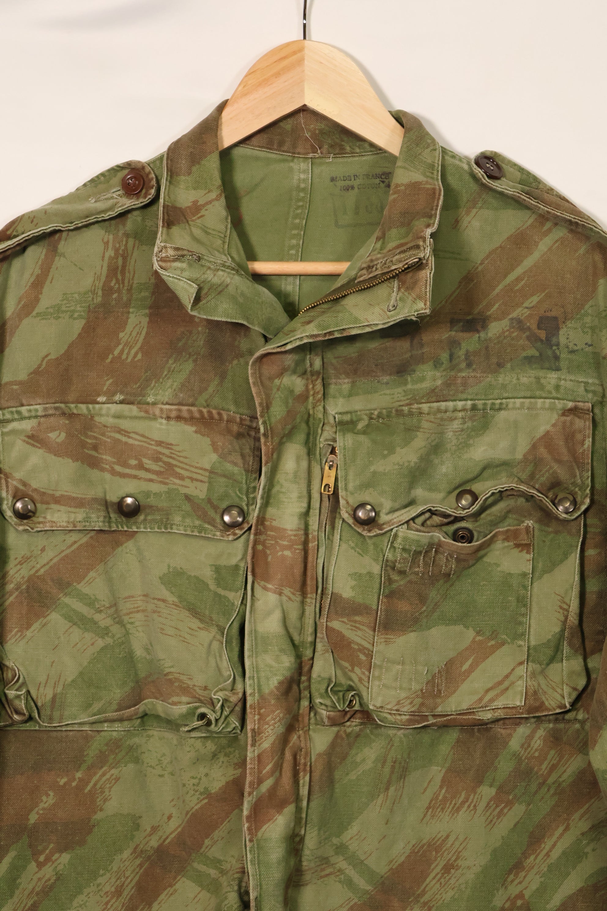 1950s French Army Lizard Camouflage TAP 47/54 Airborne Jacket with Israeli Stamp Used