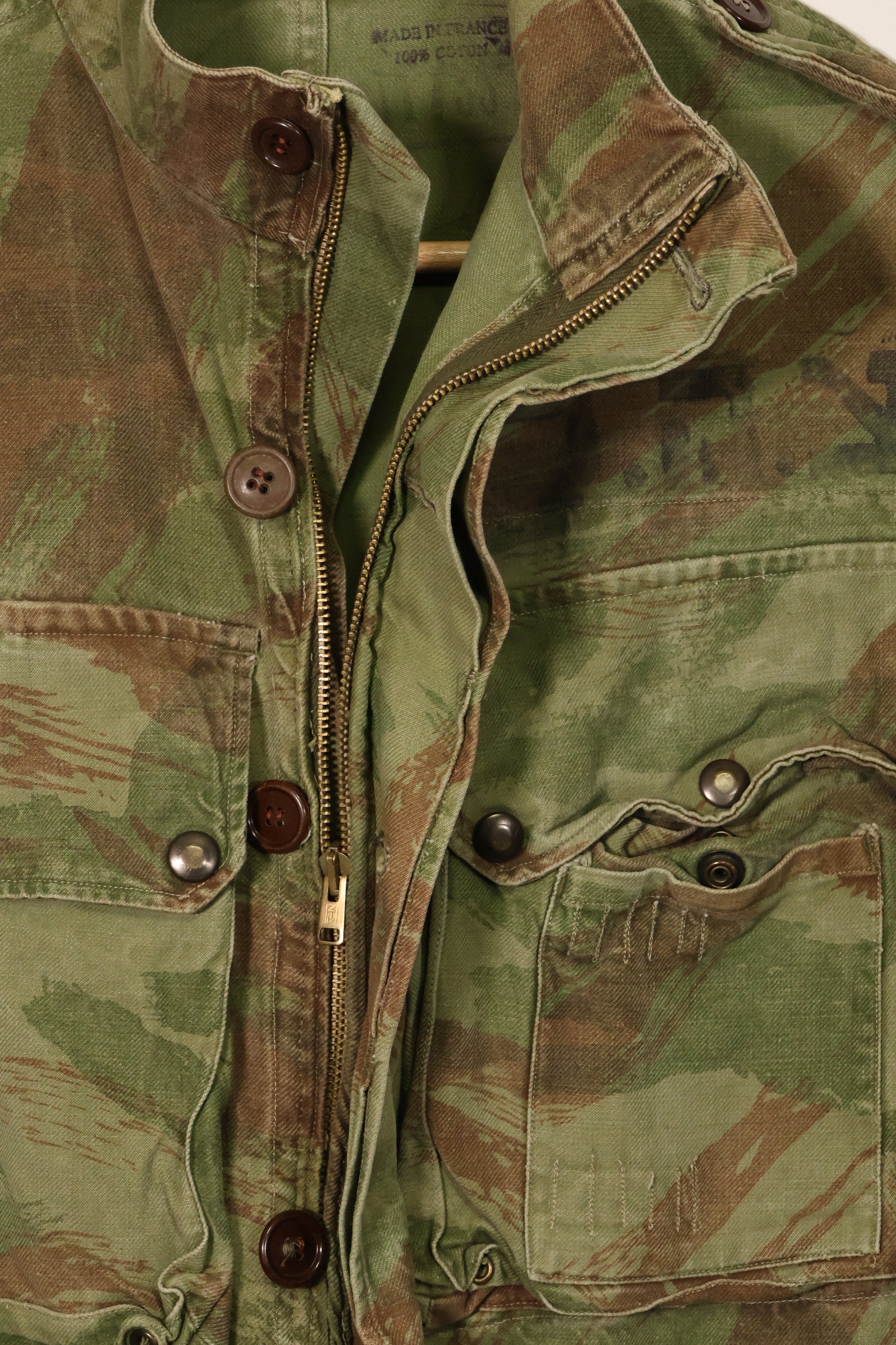 1950s French Army Lizard Camouflage TAP 47/54 Airborne Jacket with Israeli Stamp Used